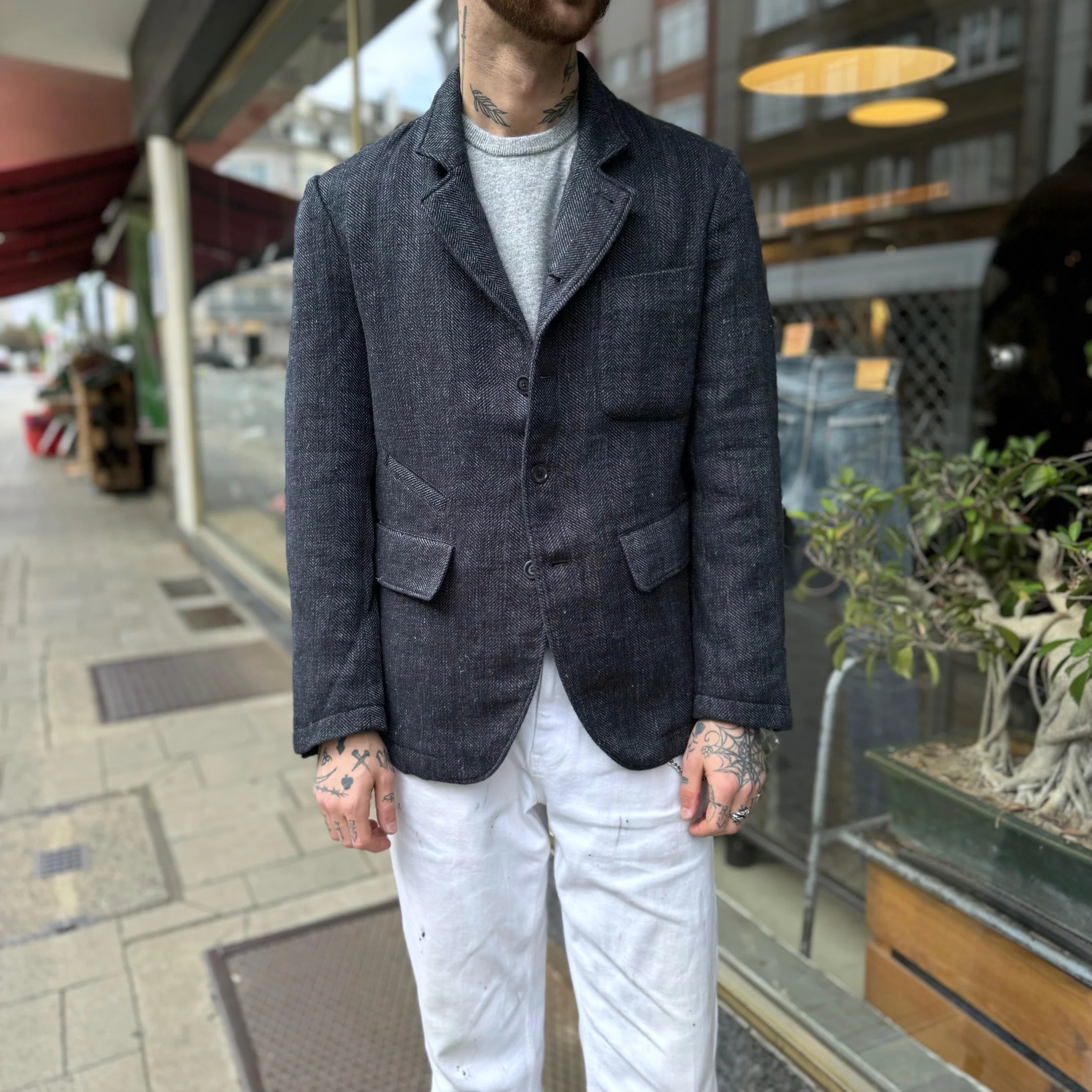 1st pat-rn | horloger herringbone jacket melange blue - Image 3