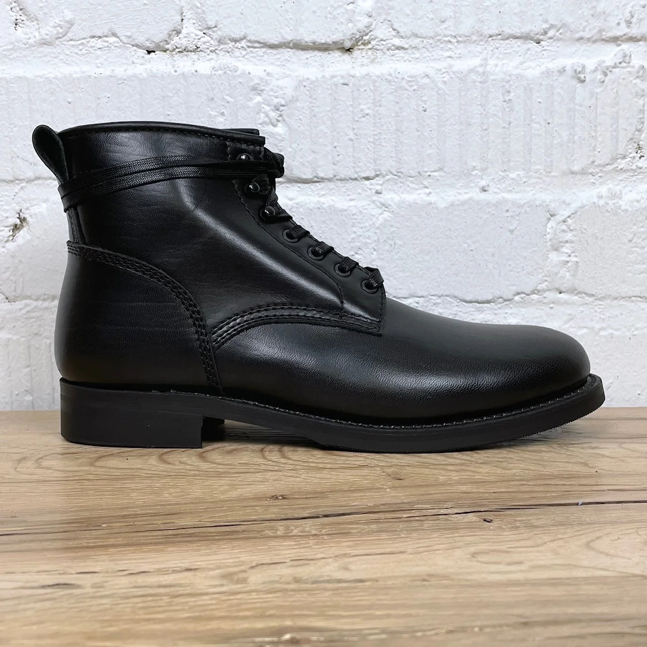addict clothes | ab-02h-st-lw horsehide lace-up boots - black