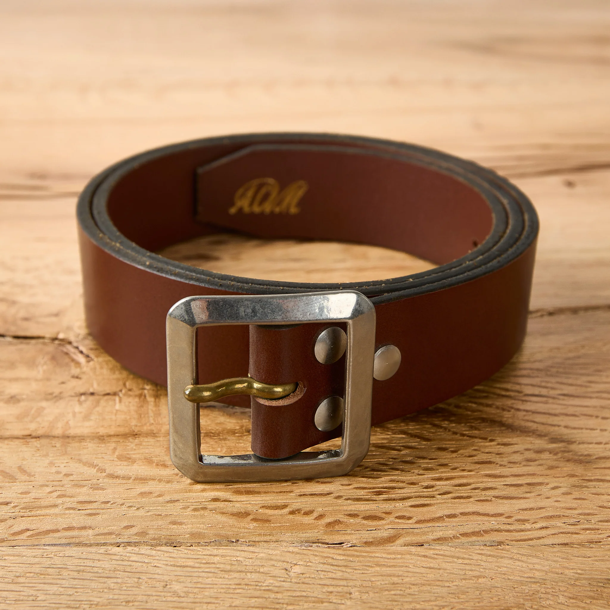 addict clothes | acv-b02s uk bridle leather narrow garrison belt - dark brown