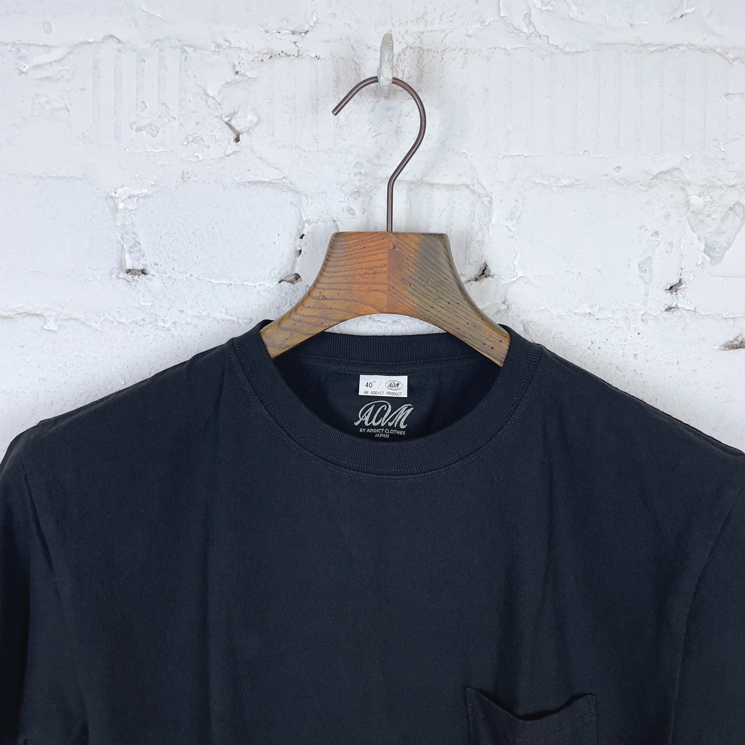 addict clothes | acv-cs01 black slanted pocket tee - Image 3