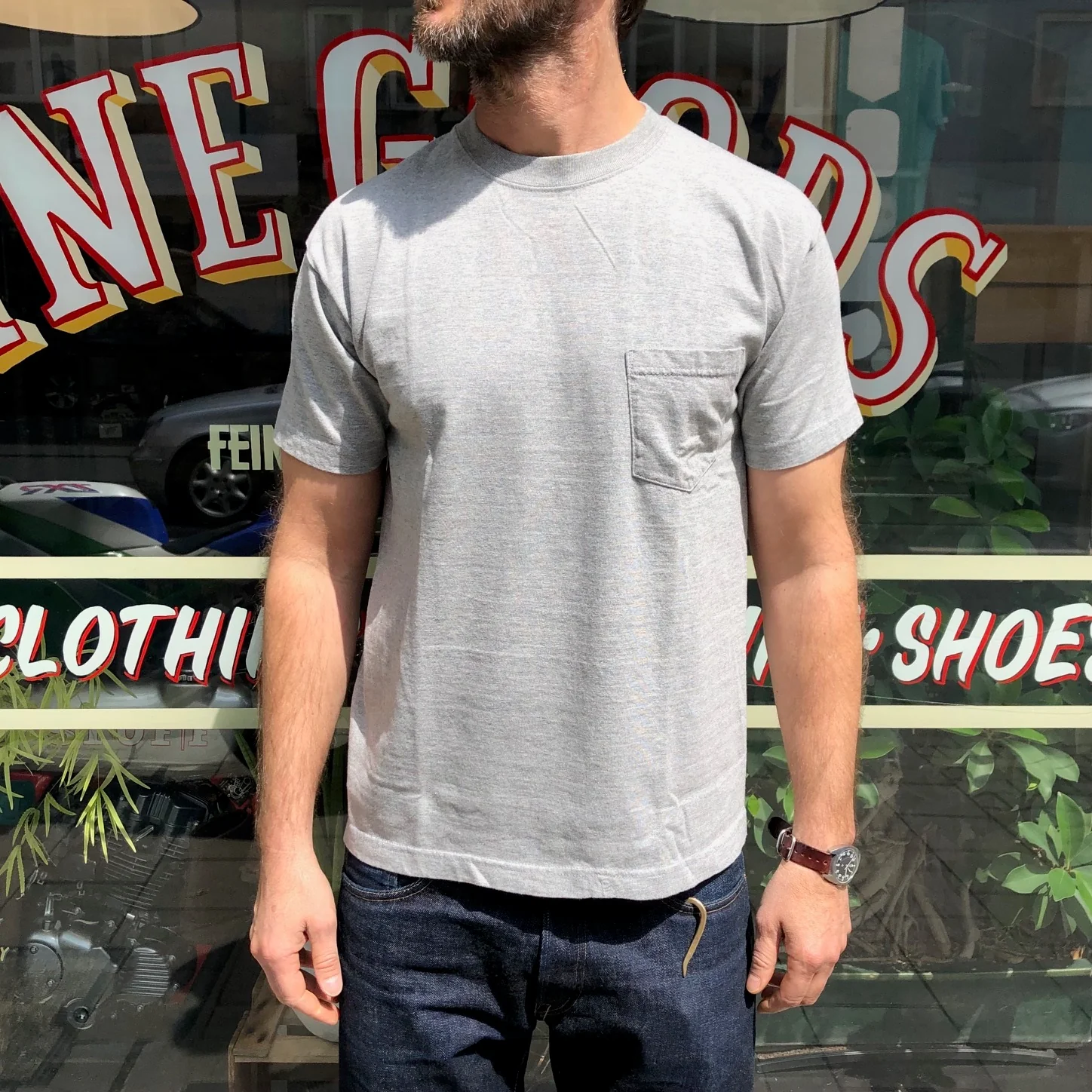 addict clothes | acv-cs01 grey slanted pocket tee - Image 2