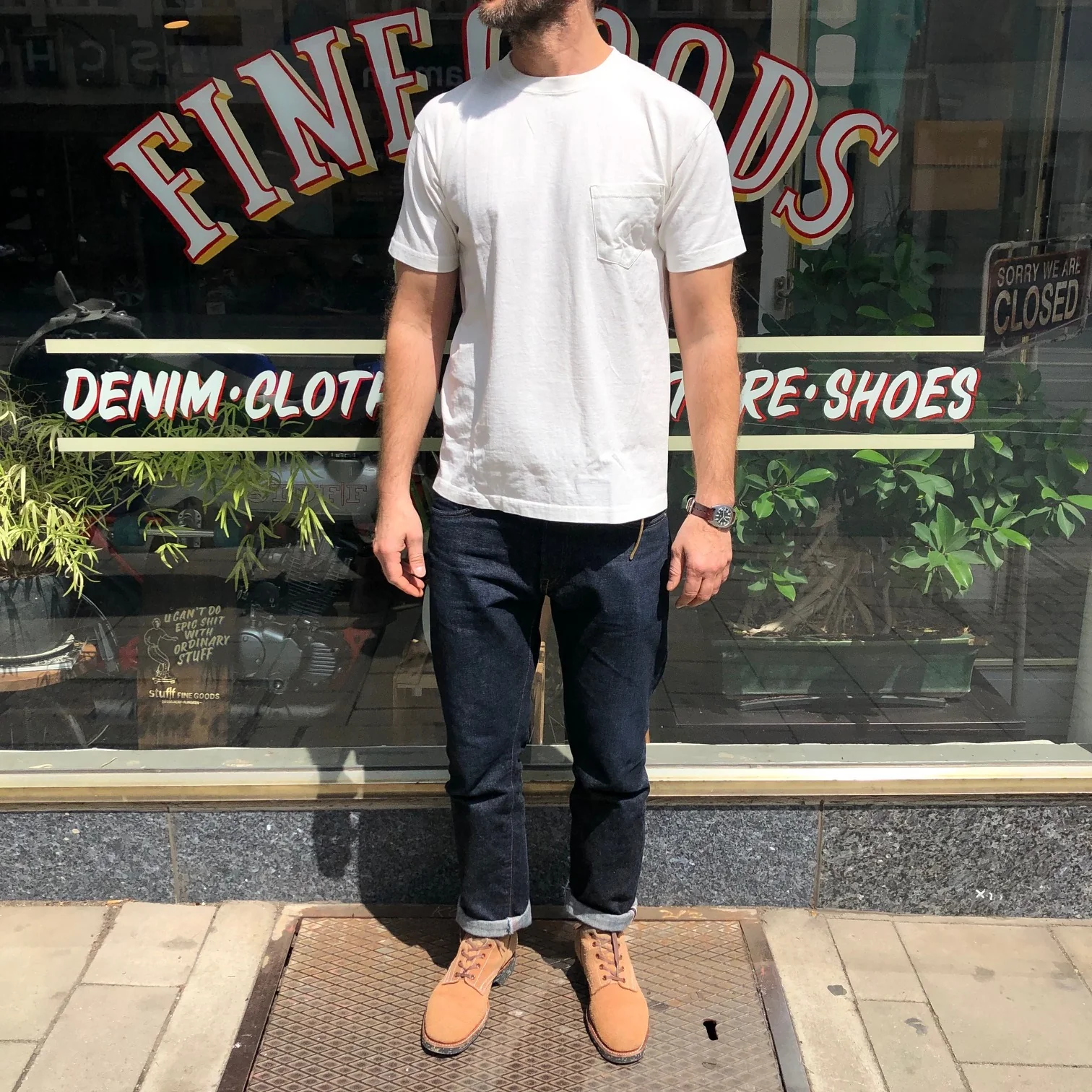 addict clothes | acv-cs01 white slanted pocket tee - Image 3