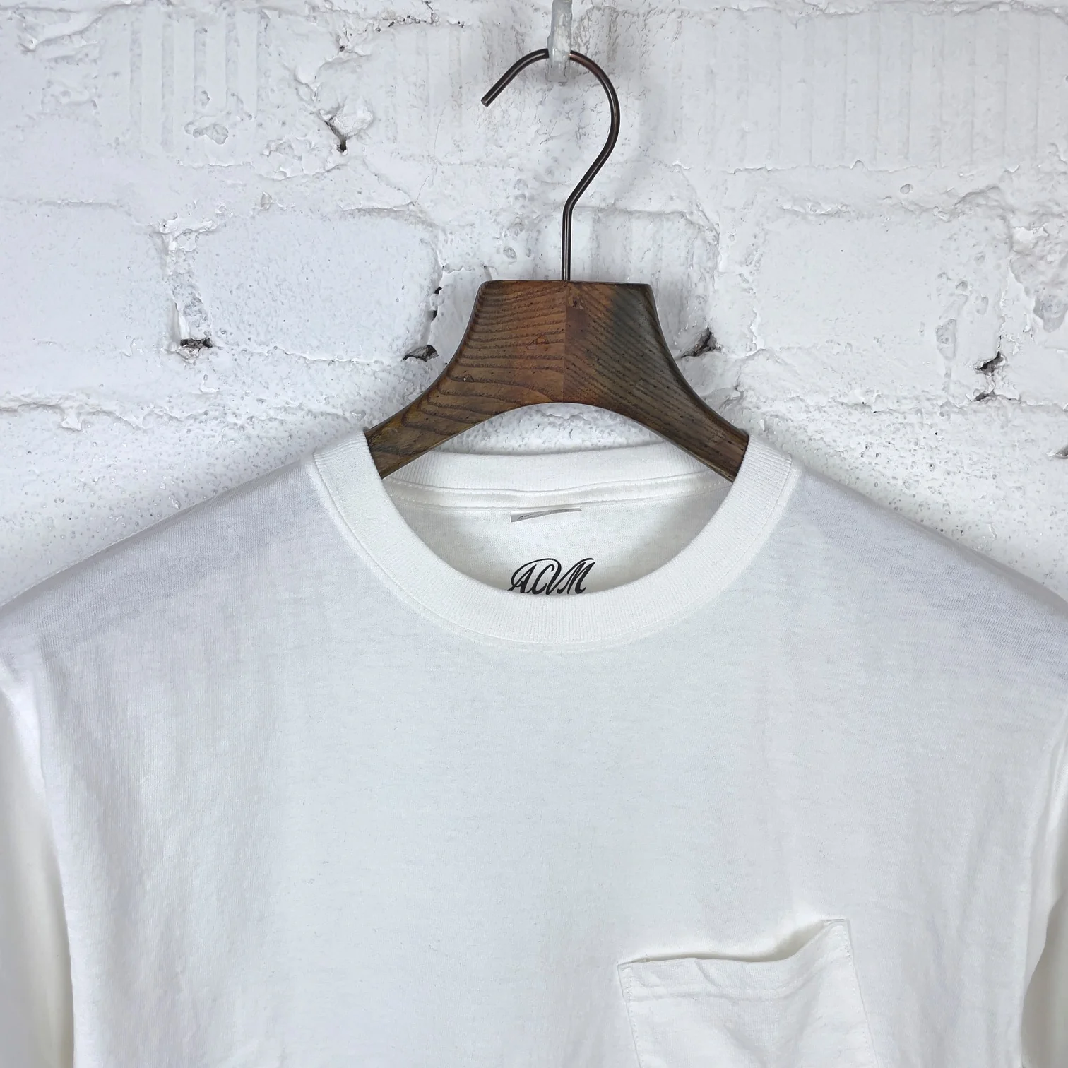 addict clothes | acv-cs01 white slanted pocket tee - Image 4