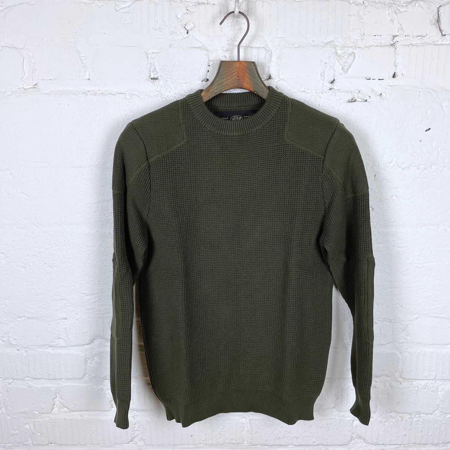 addict clothes | acv-kn01 padded waffle cotton knit army green