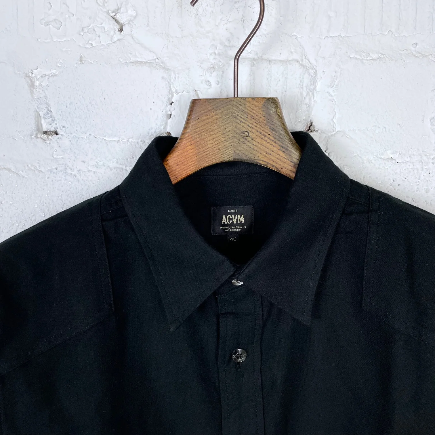 addict clothes | acv-sh01lm moleskin shirt - black - Image 2