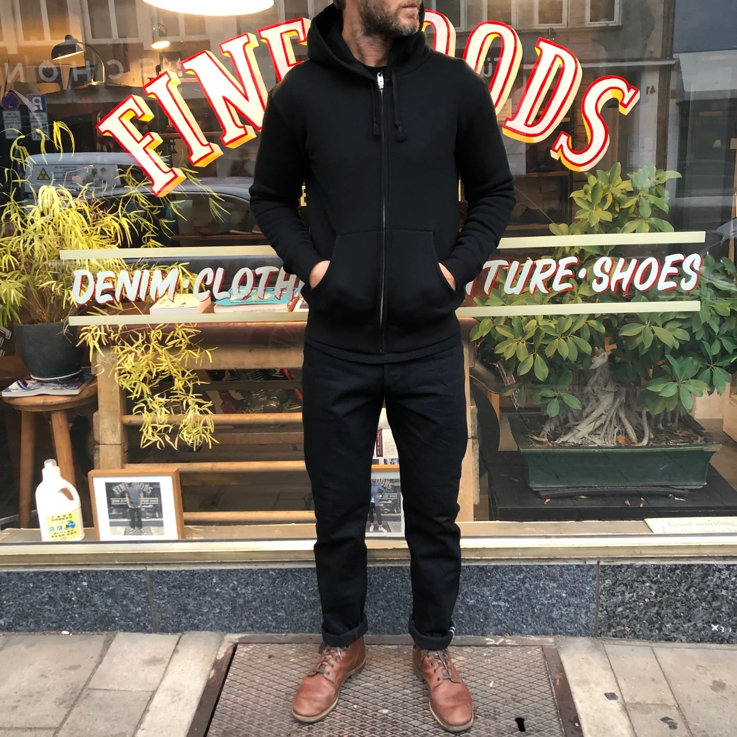 addict clothes | acv-sw01 heavy weight zip-up parka black - Image 2