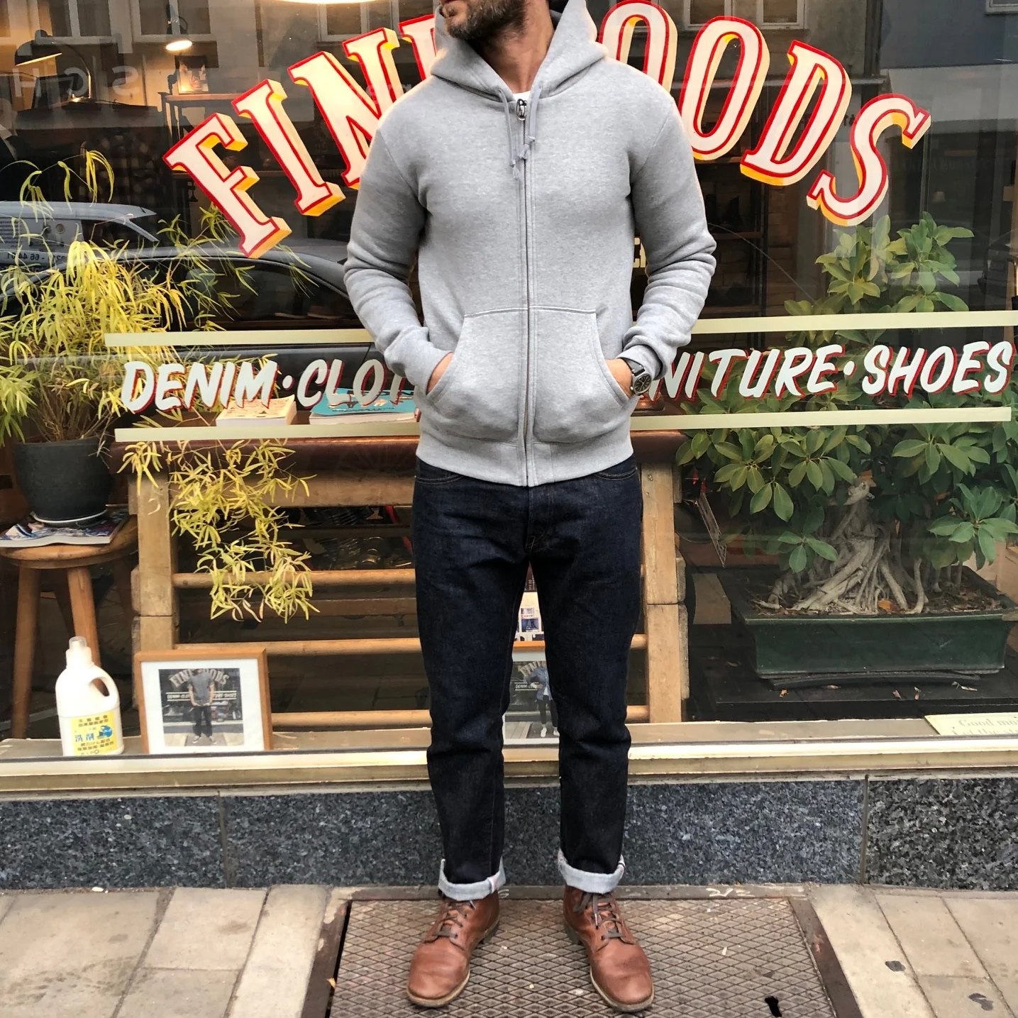 addict clothes | acv-sw01 heavy weight zip-up parka grey - Image 2