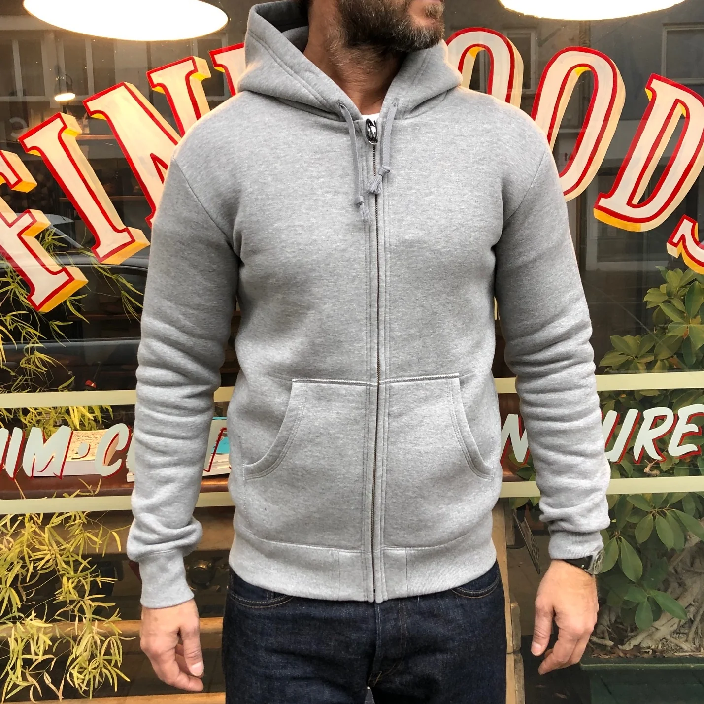 addict clothes | acv-sw01 heavy weight zip-up parka grey - Image 3