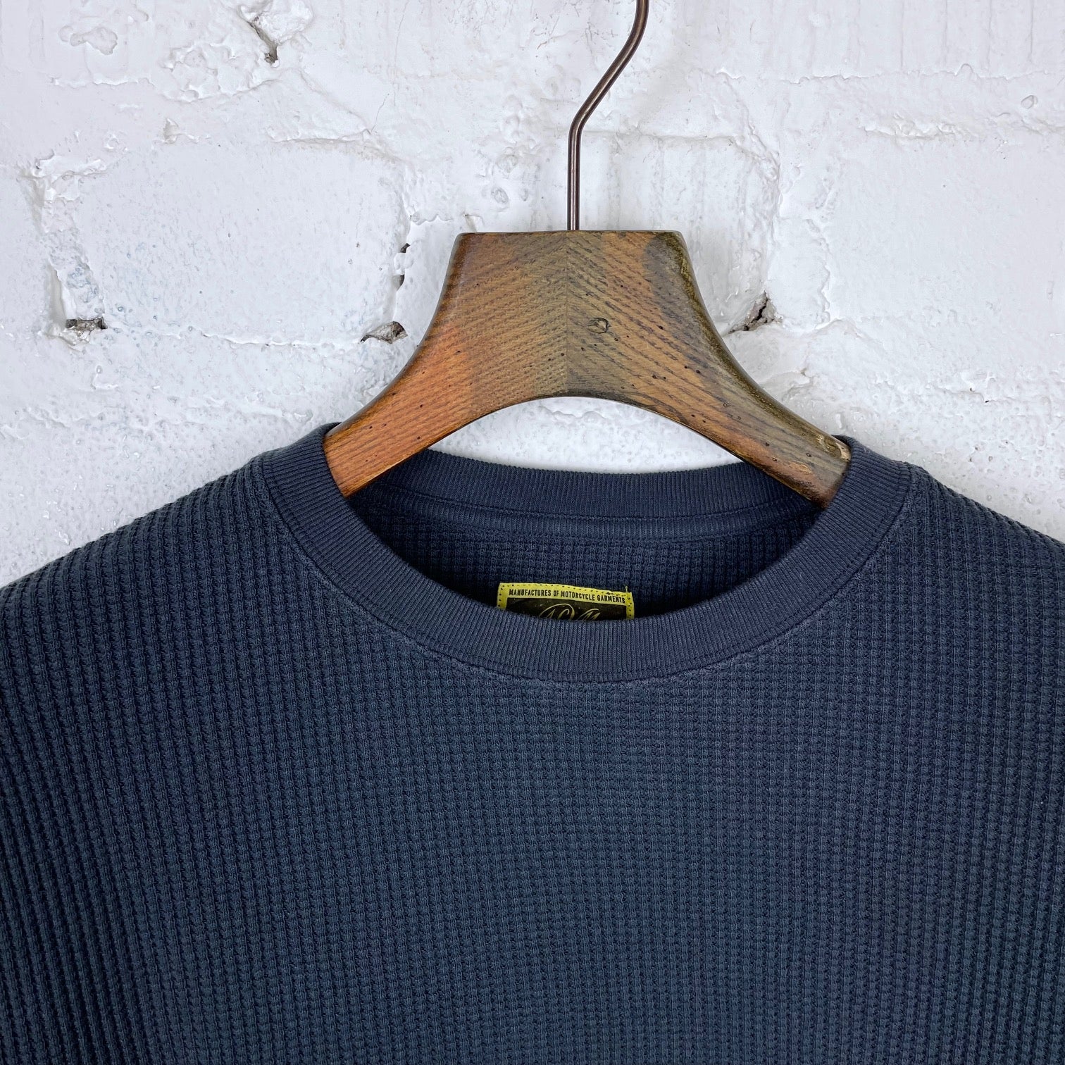 addict clothes | acv-tm01 cotton waffle crew shirt dark grey - Image 4