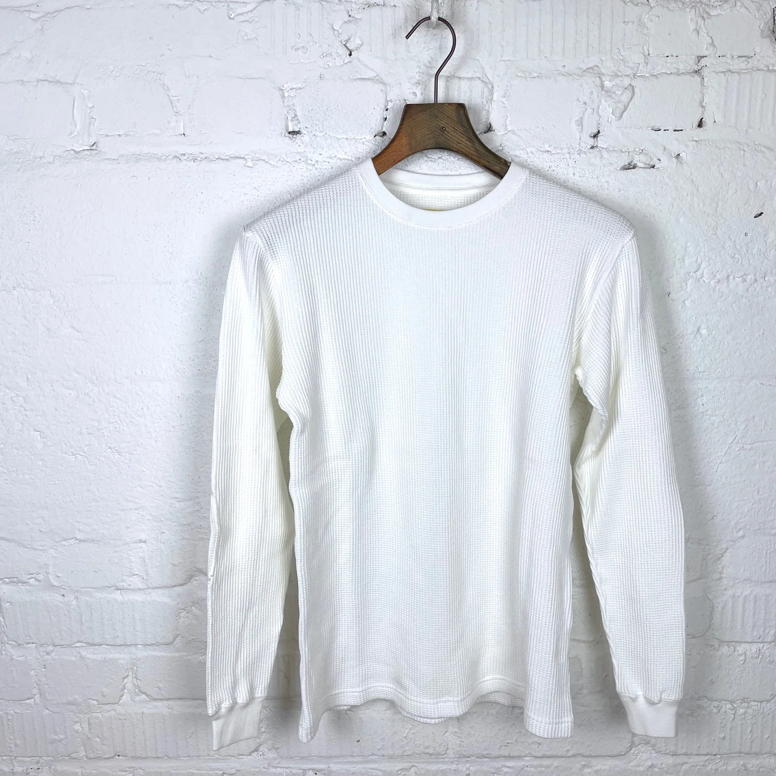 addict clothes | acv-tm01 cotton waffle crew shirt off-white