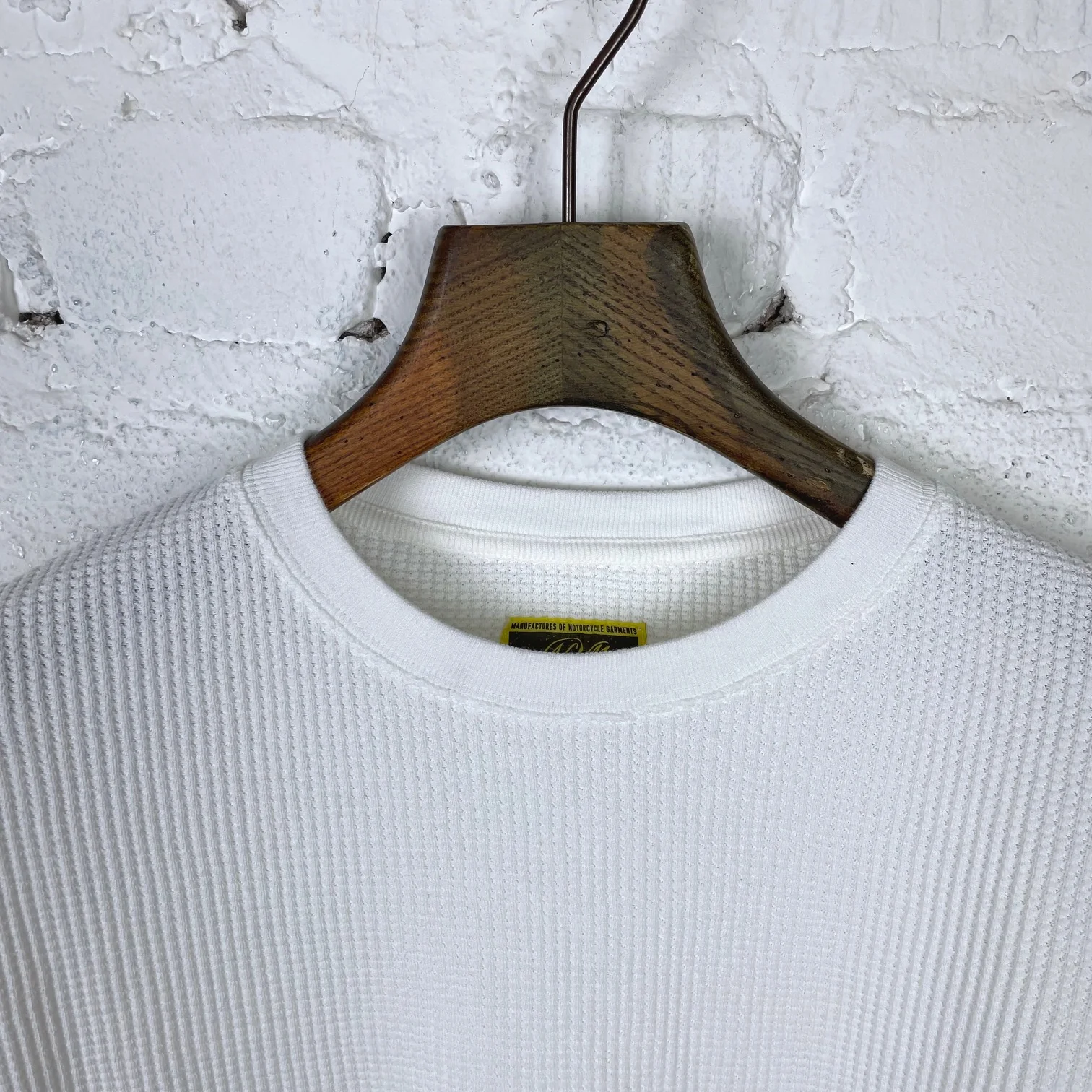addict clothes | acv-tm01 cotton waffle crew shirt off-white - Image 2