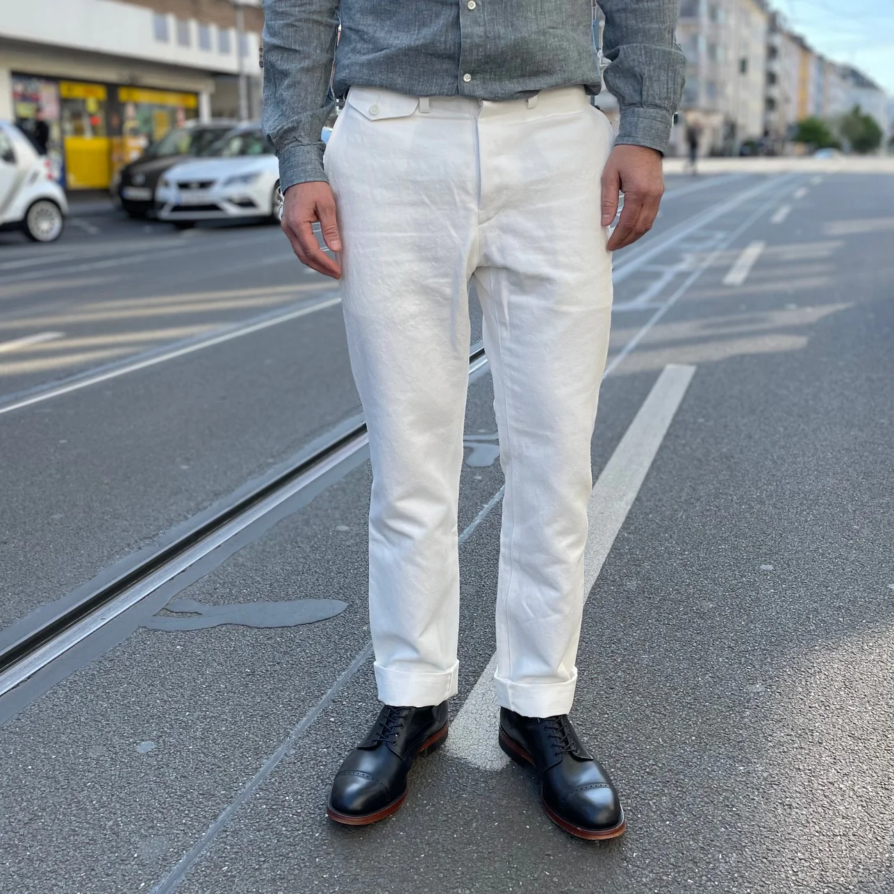 addict clothes | acv-tr01cl heavy linen trousers white - Image 2