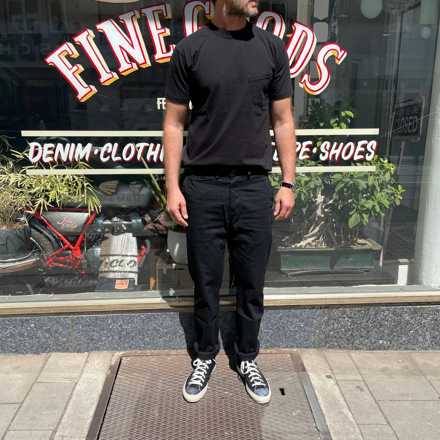 addict clothes | acv-tr01fc denim work trousers black - Image 3