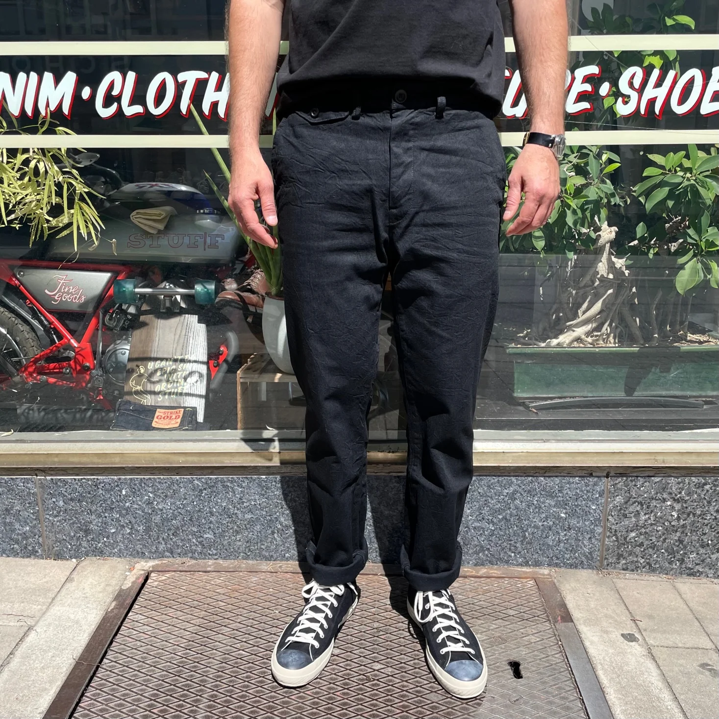 addict clothes | acv-tr01fc denim work trousers black - Image 4