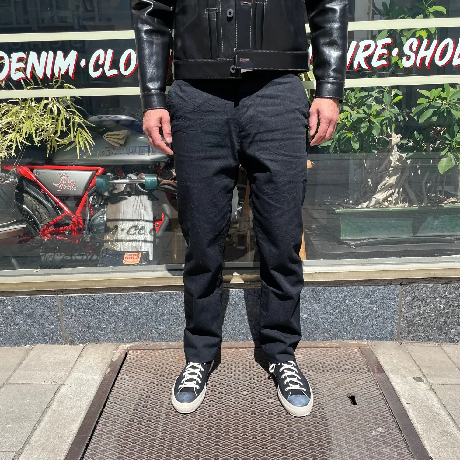 addict clothes | acv-tr01fc denim work trousers black - Image 6