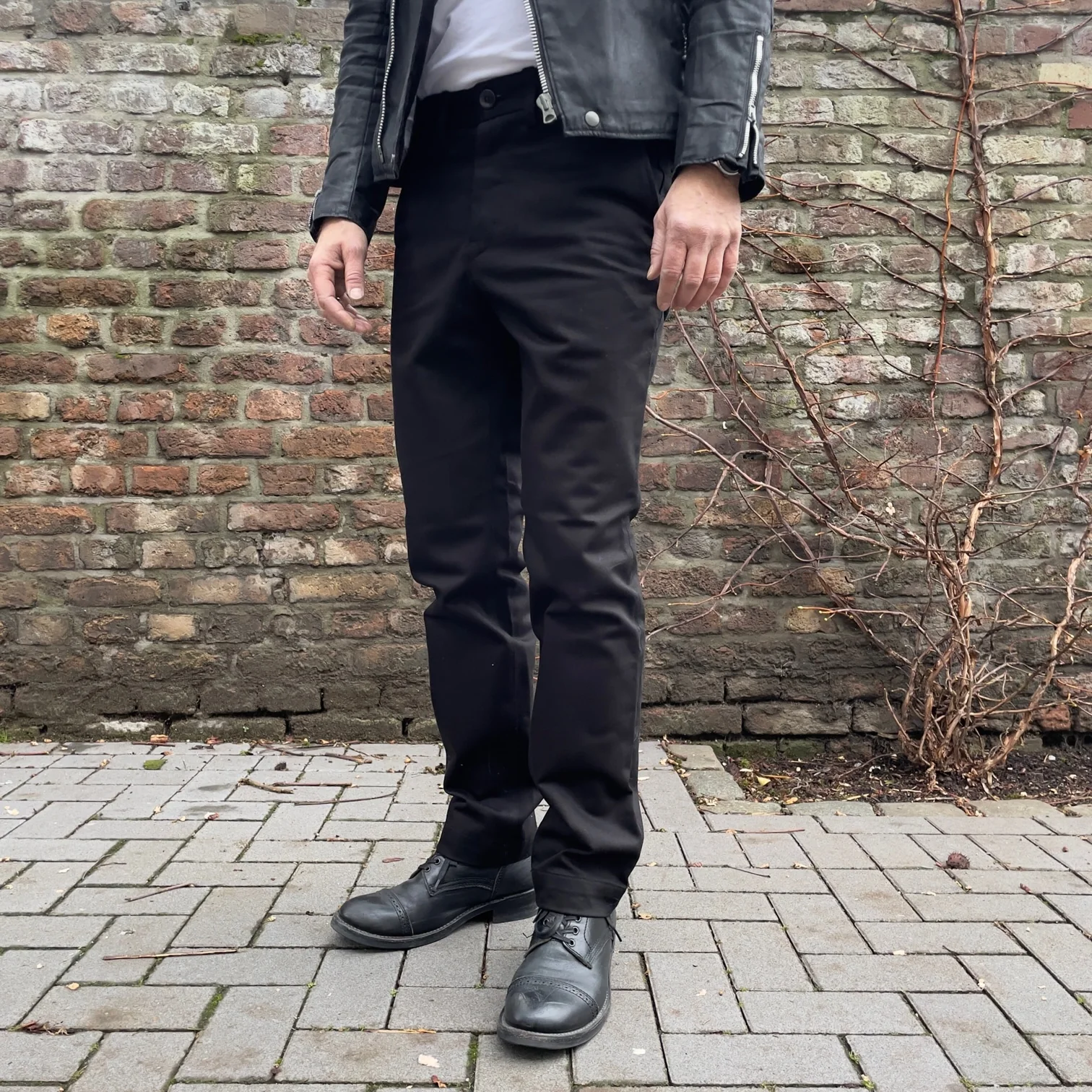 addict clothes | acv-tr01kt katsuragi cotton work trousers - black - Image 3
