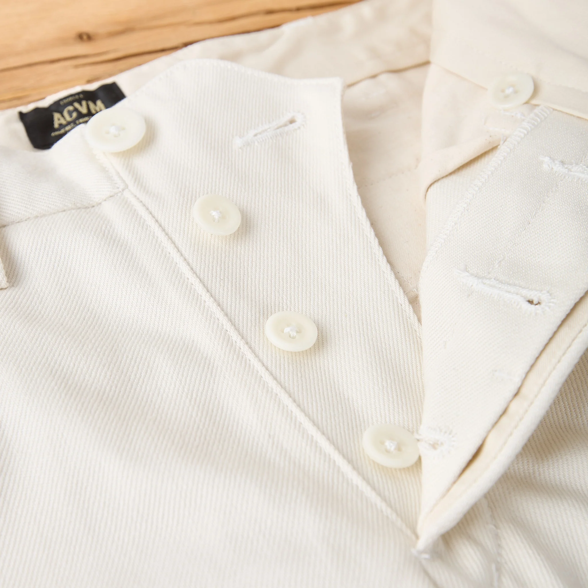 addict clothes | acv-tr01kt katsuragi cotton work trousers - ivory - Image 3