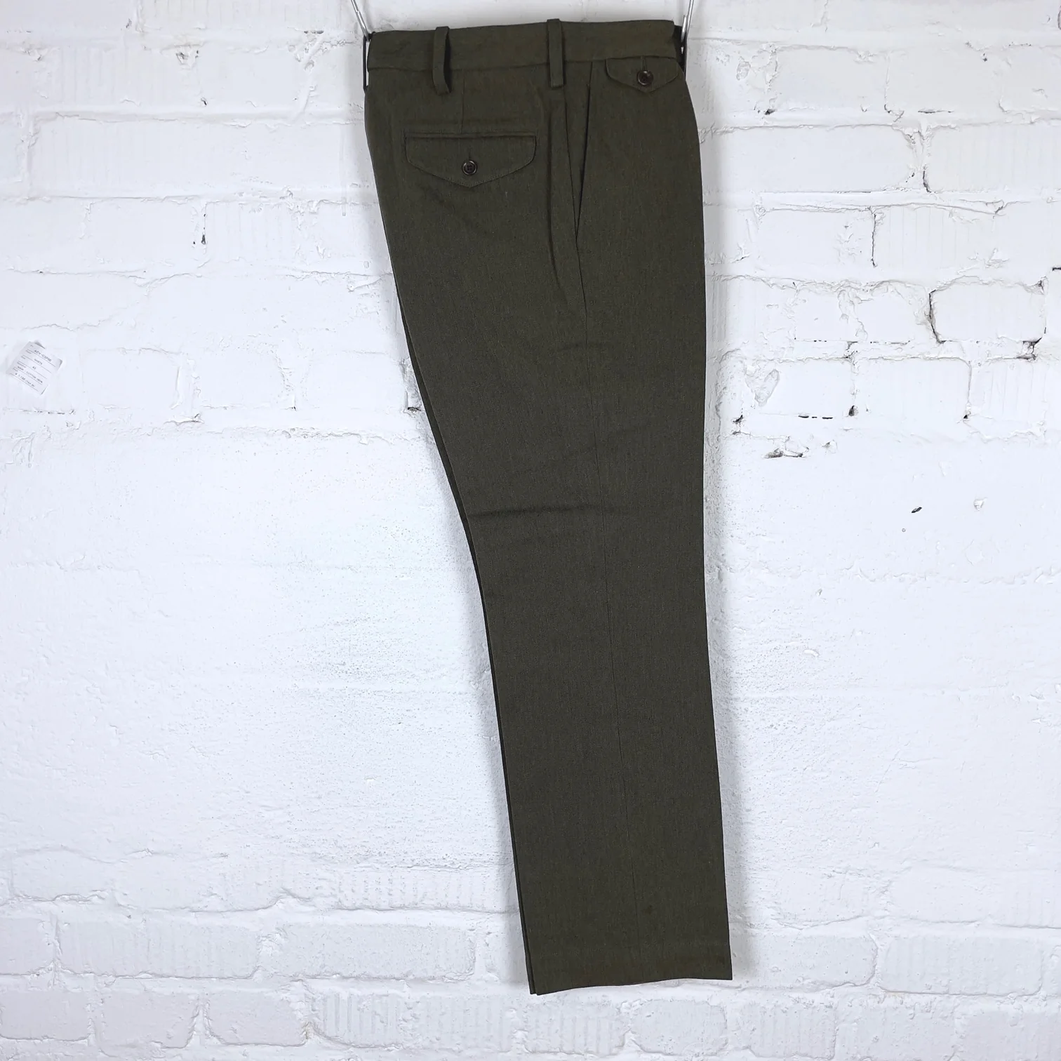 addict clothes | acv-tr02cw single-pleated cotton wool trousers - olive