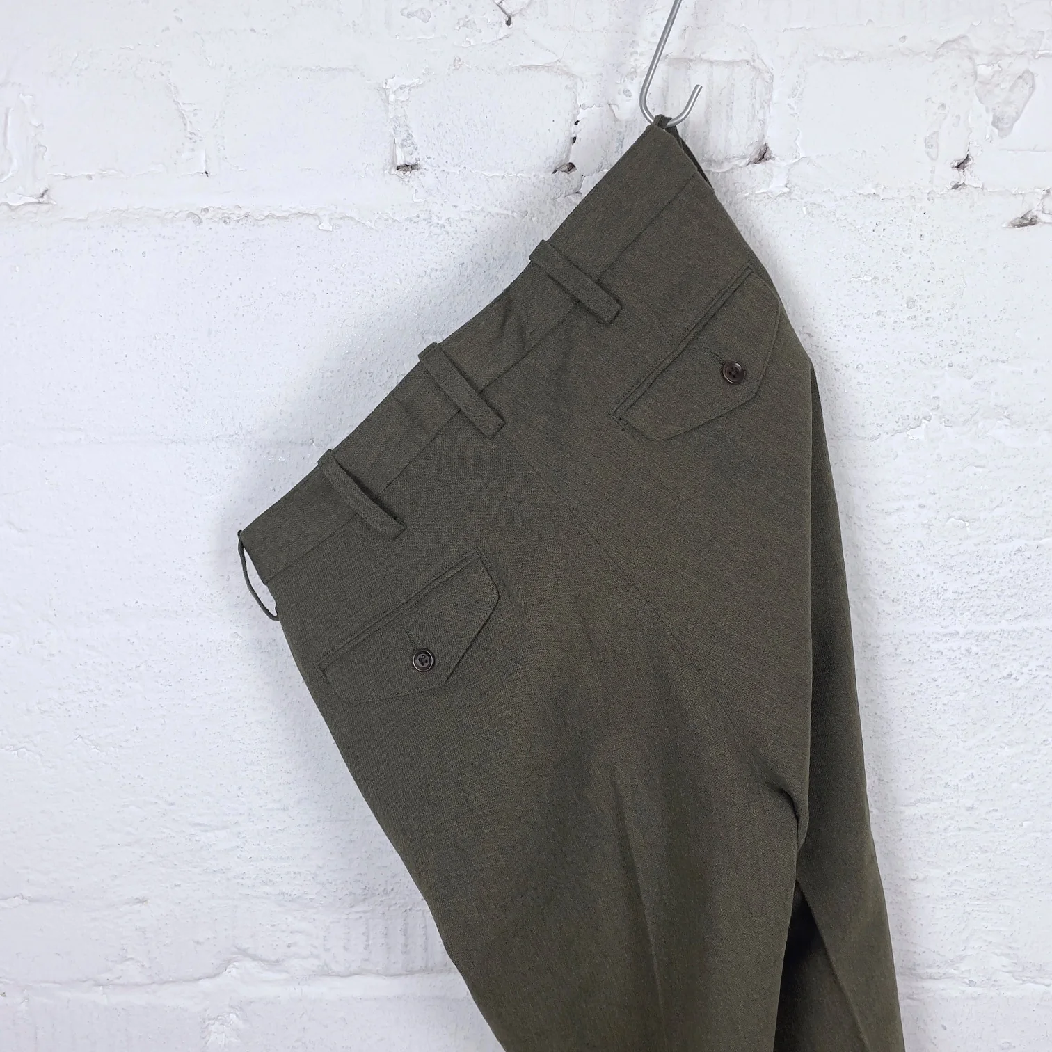 addict clothes | acv-tr02cw single-pleated cotton wool trousers - olive - Image 7