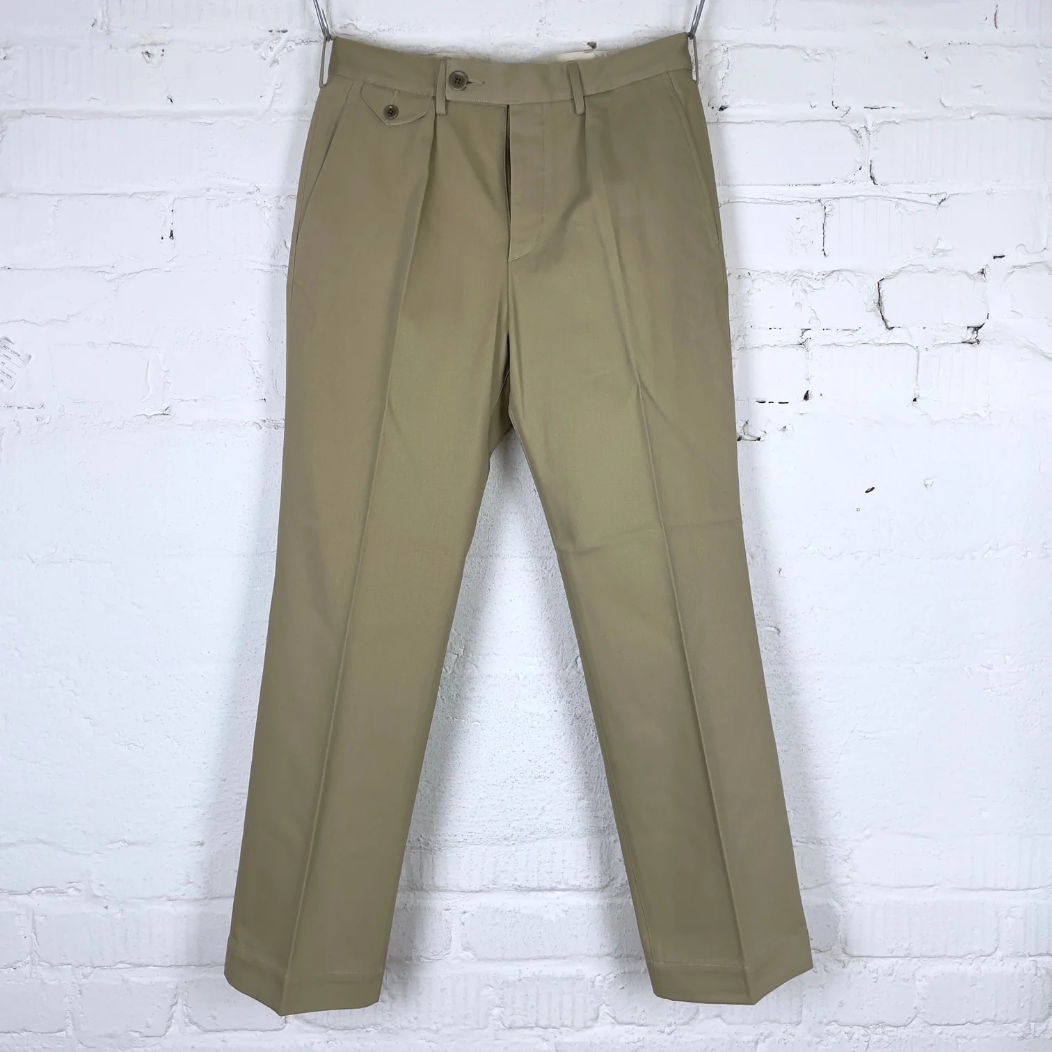 addict clothes | acv-tr02kt single-pleated katsuragi cotton army trousers - beige - Image 7