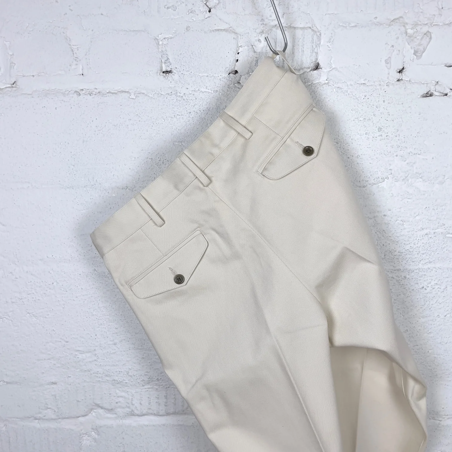 addict clothes | acv-tr02kt single-pleated katsuragi cotton army trousers - ivory - Image 7