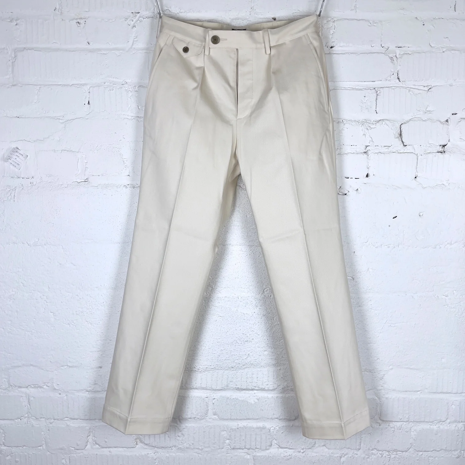 addict clothes | acv-tr02kt single-pleated katsuragi cotton army trousers - ivory - Image 8