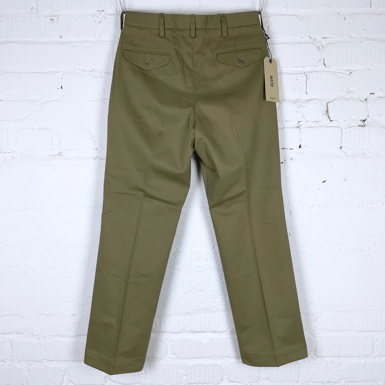 addict clothes | acv-tr02tw single pleated cotton twill trousers - army green - Image 5