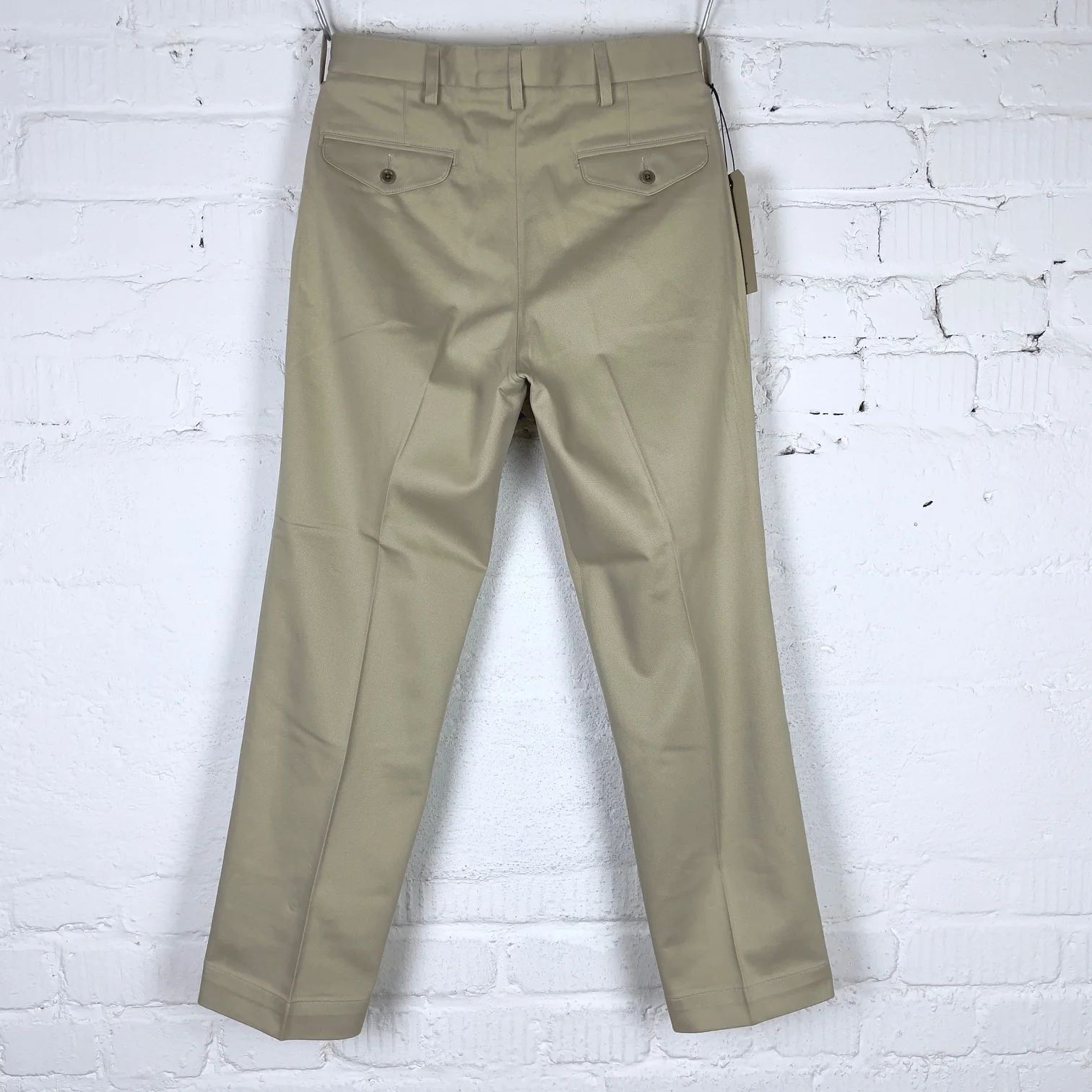 addict clothes | acv-tr02tw single pleated cotton twill trousers - beige - Image 5