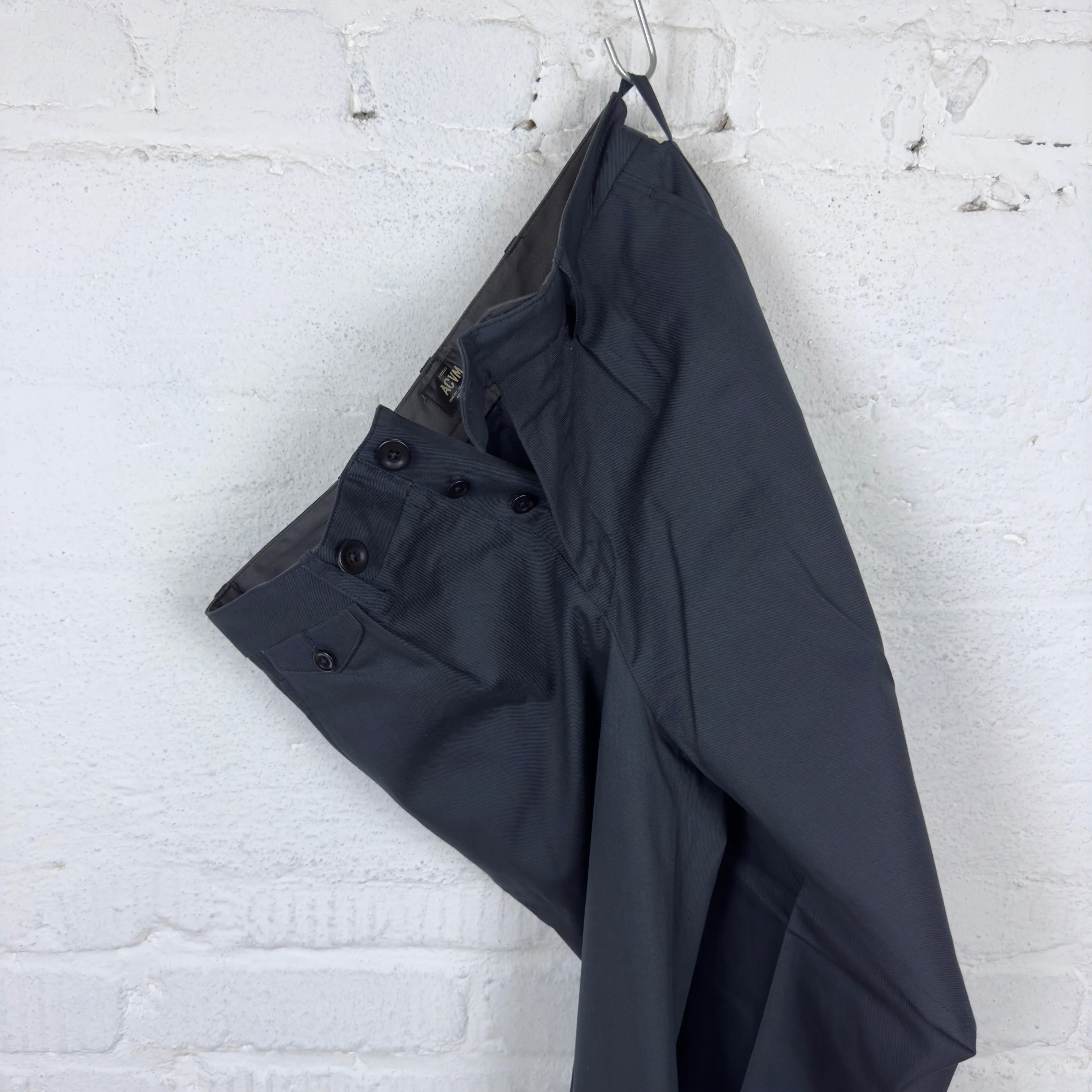 addict clothes | acv-tr02tw single pleated cotton twill trousers - d.navy - Image 5