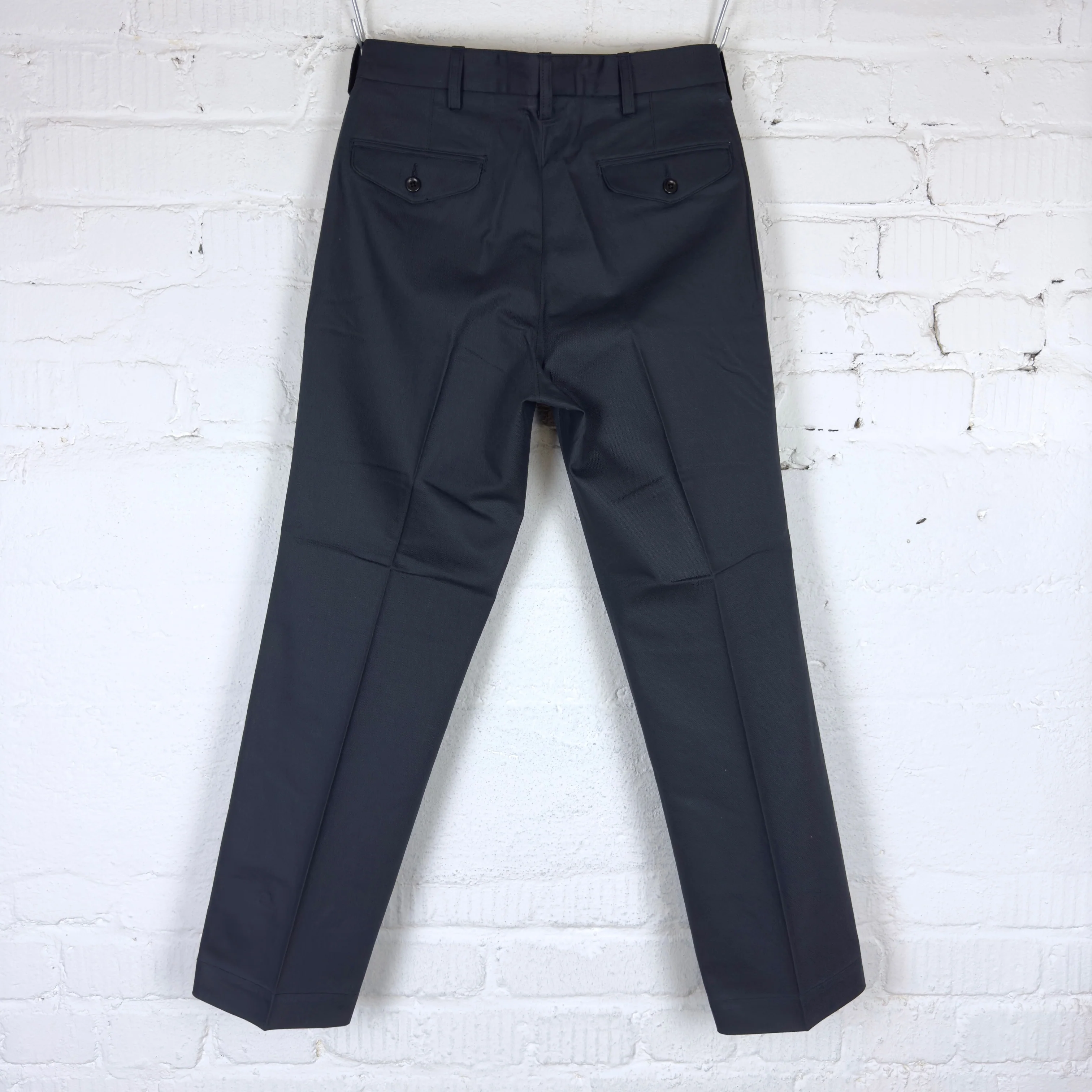 addict clothes | acv-tr02tw single pleated cotton twill trousers - d.navy - Image 7