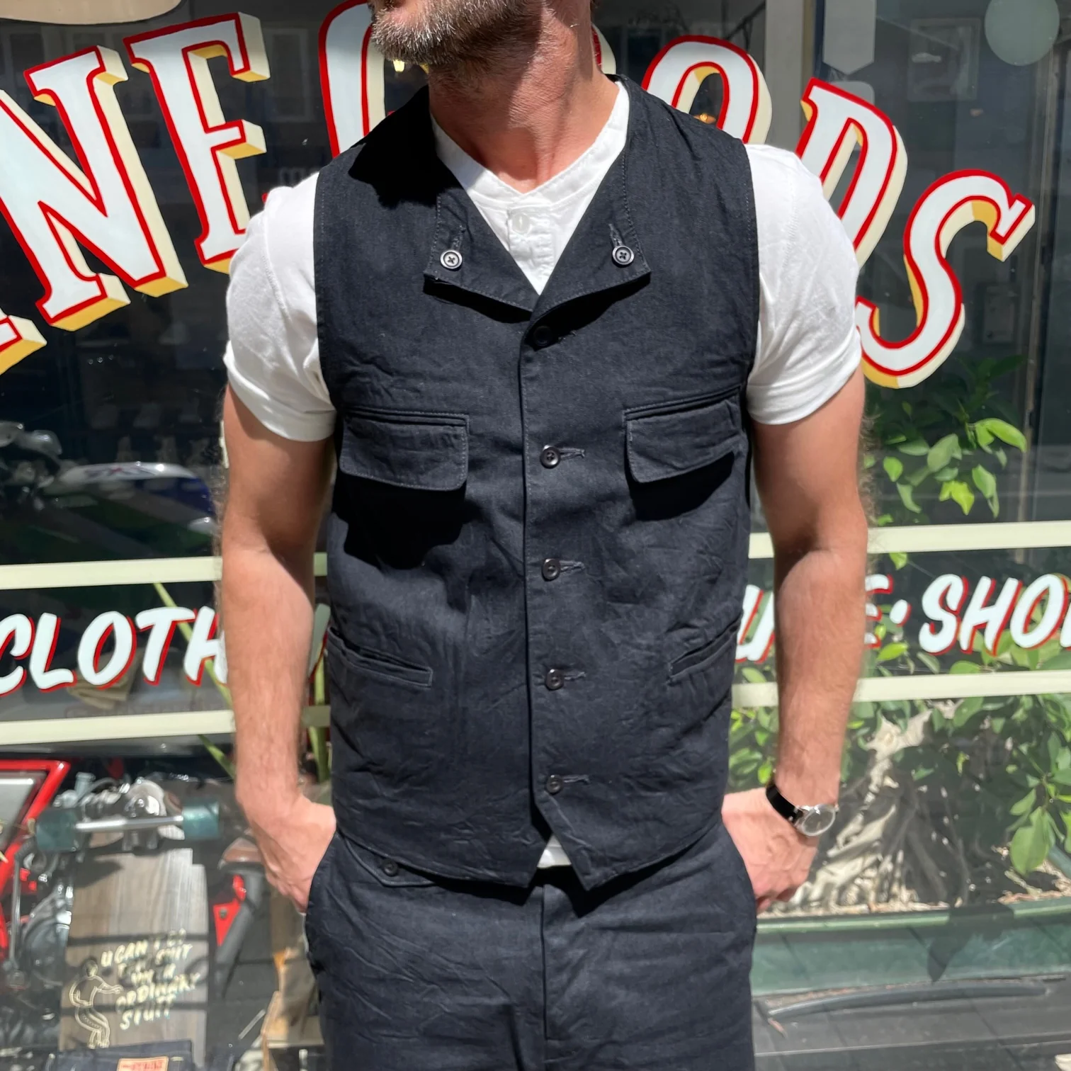 addict clothes | acv-wct01fc 4pockets denim waistcoat - Image 3