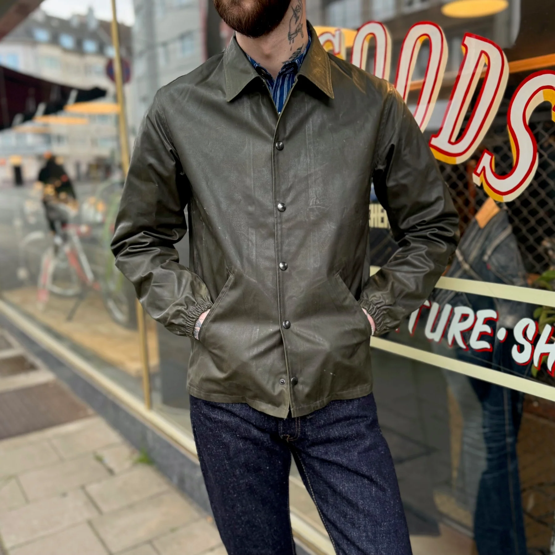 addict clothes | acv-wx03 waxed cotton coach jacket - olive - Image 4