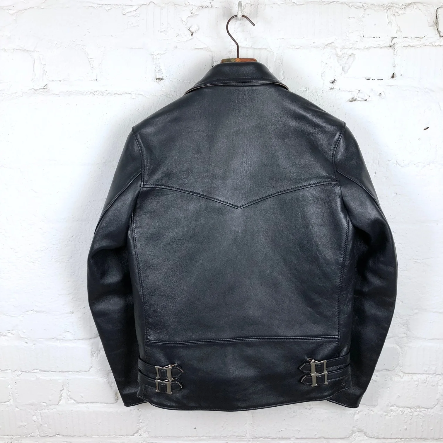 addict clothes | ad-02l double riders jacket (sheep) dark navy - Image 7