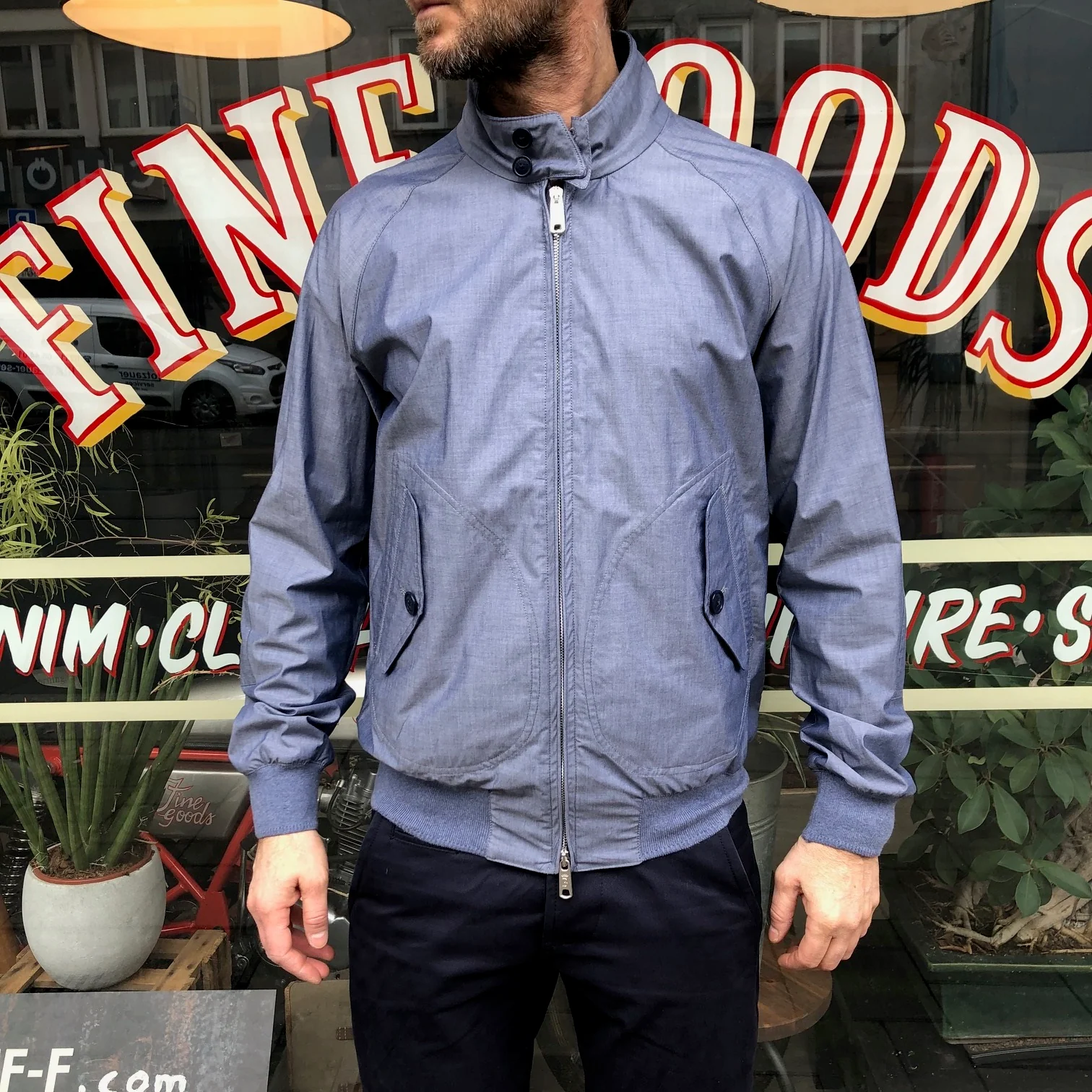 baracuta | g9 af shirt fabric classic harrington jacket chambray - Image 3