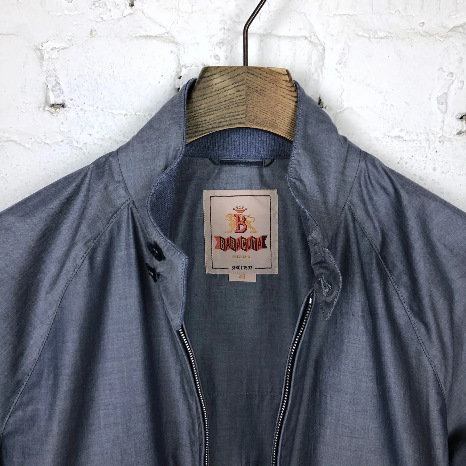 baracuta | g9 af shirt fabric classic harrington jacket chambray - Image 5
