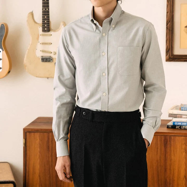 boogie holiday | 12 oxford button down shirt - blue grey - Image 2