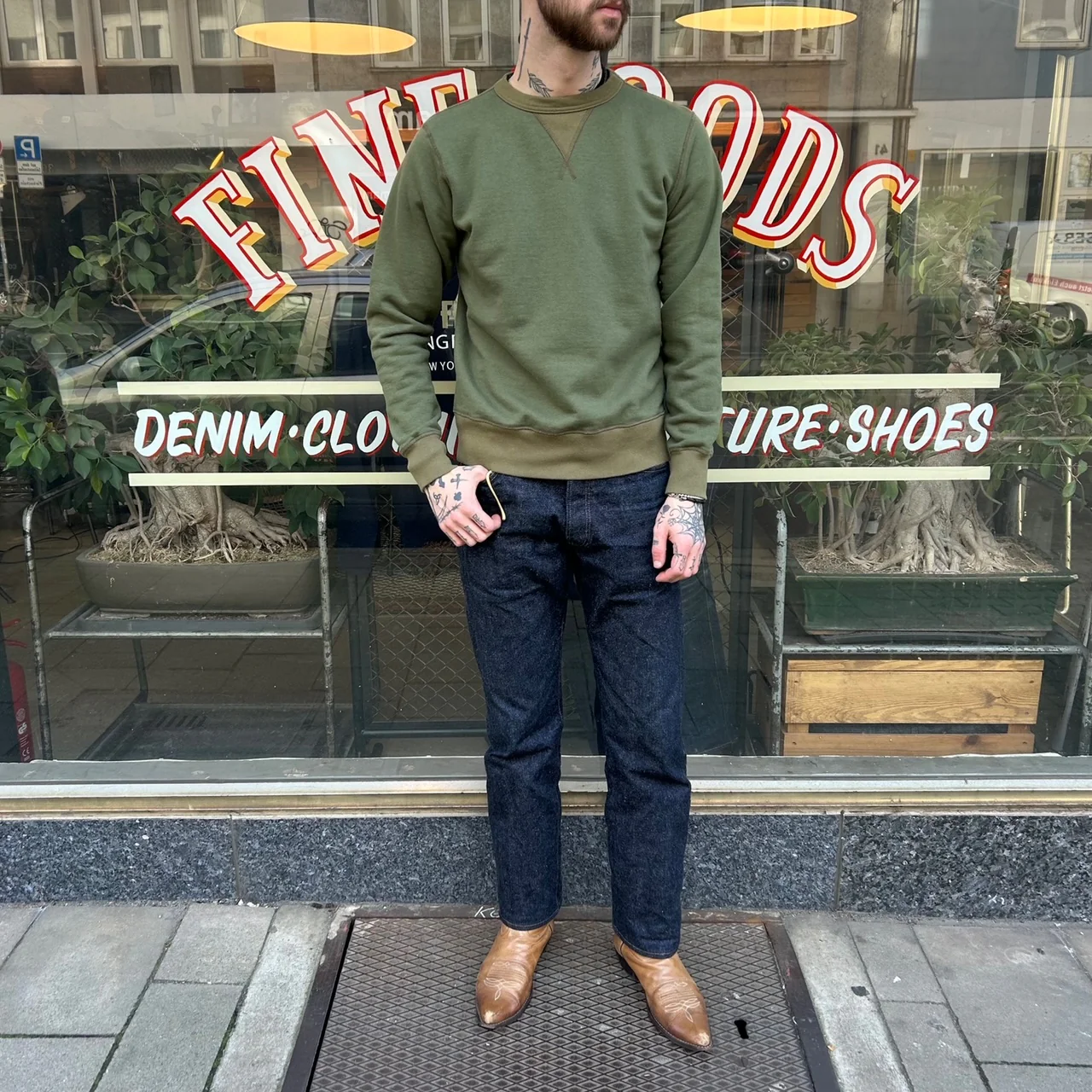 buzz rickson's | 13oz plain sweatshirt - olive - Image 2