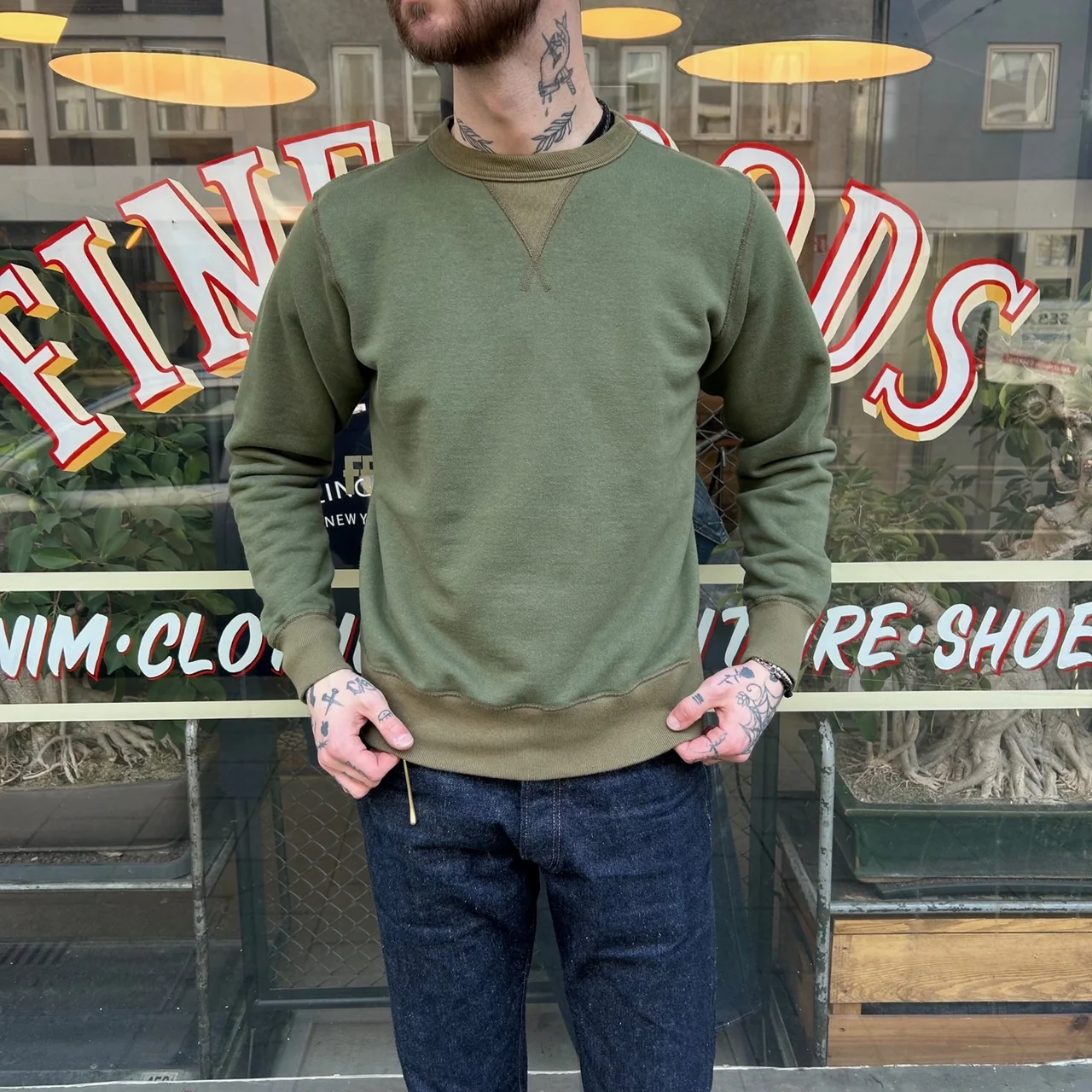 buzz rickson's | 13oz plain sweatshirt - olive - Image 3