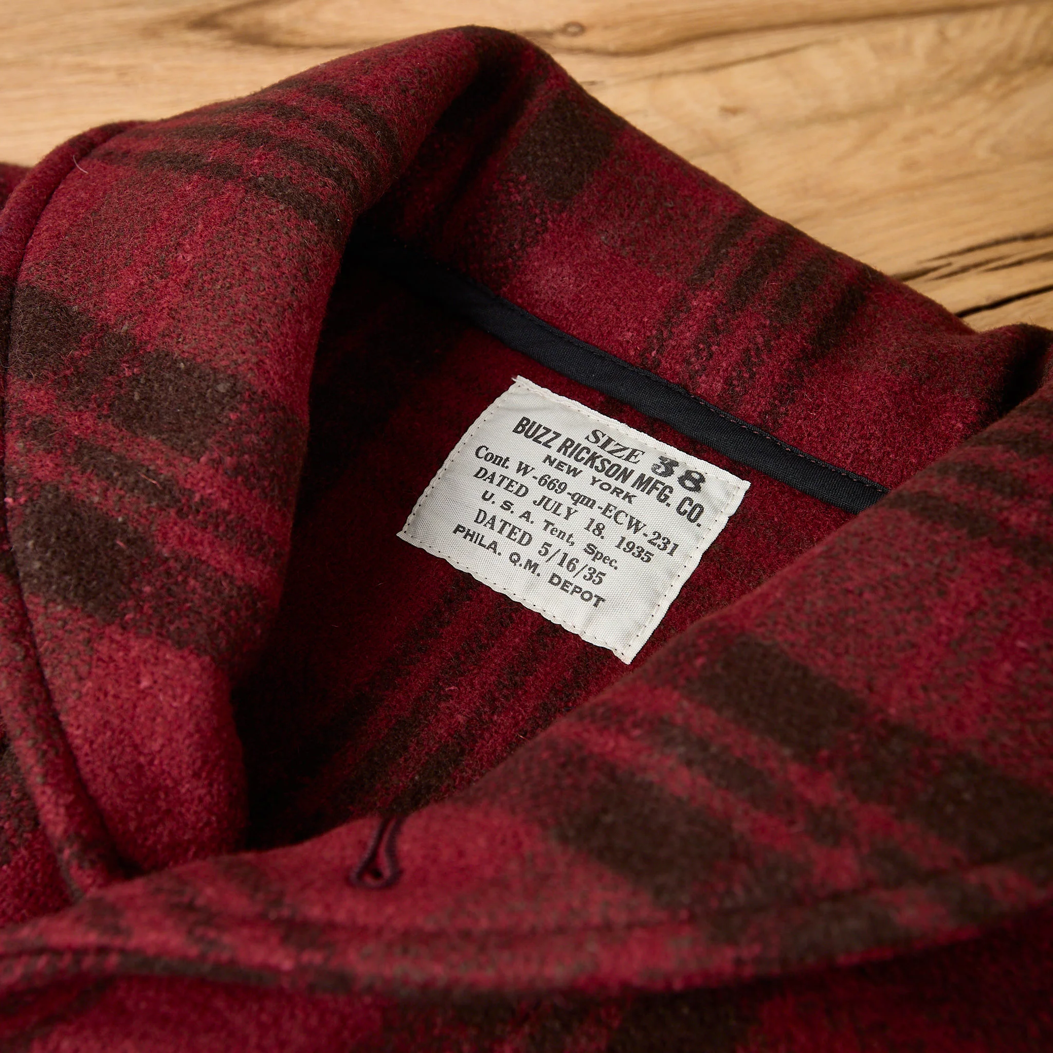 buzz rickson's | br15752 jacket, wool, red plaid civilian conservation corps “buzz rickson mfg. co.” - Image 5