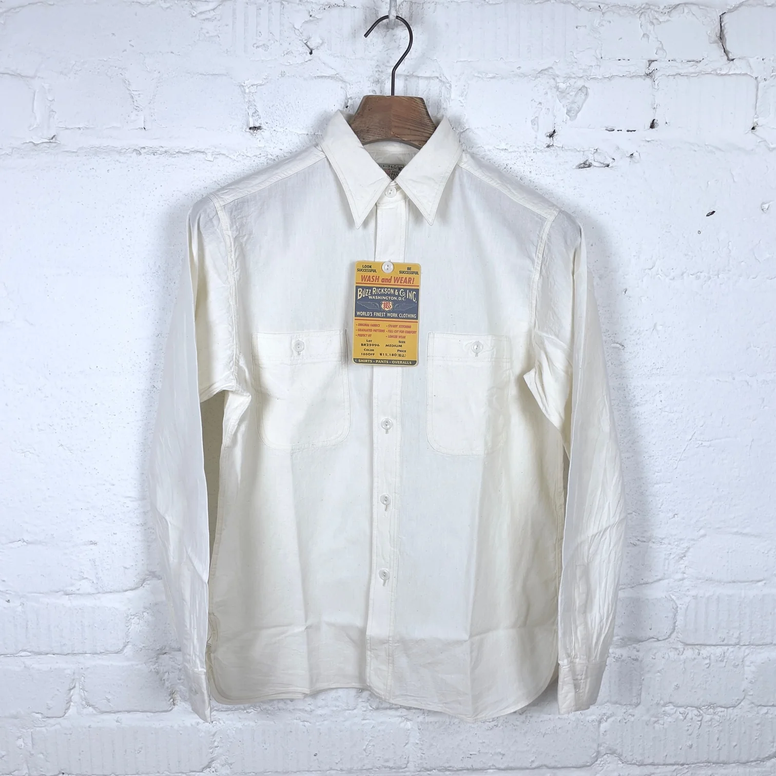 buzz rickson's | br25996 white chambray work shirt - Image 4