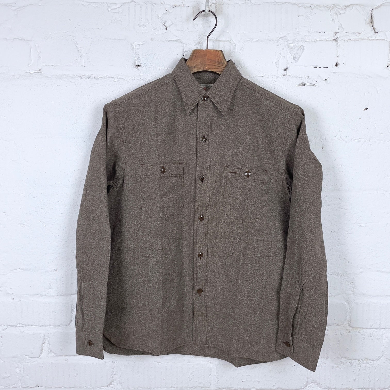 buzz rickson's | br26082 cotton covert work shirt - brown