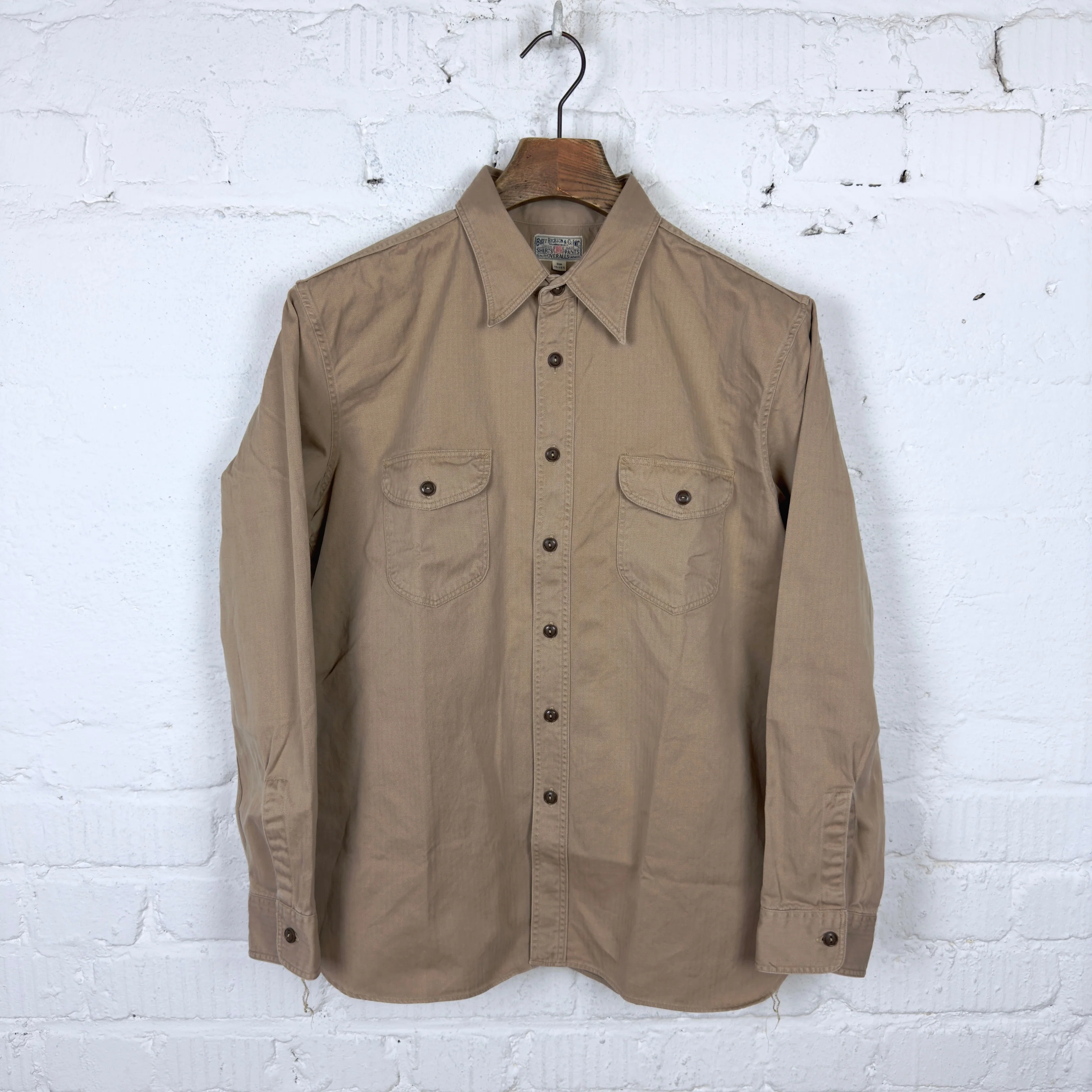 buzz rickson's | br29174 herringbone work shirt - beige