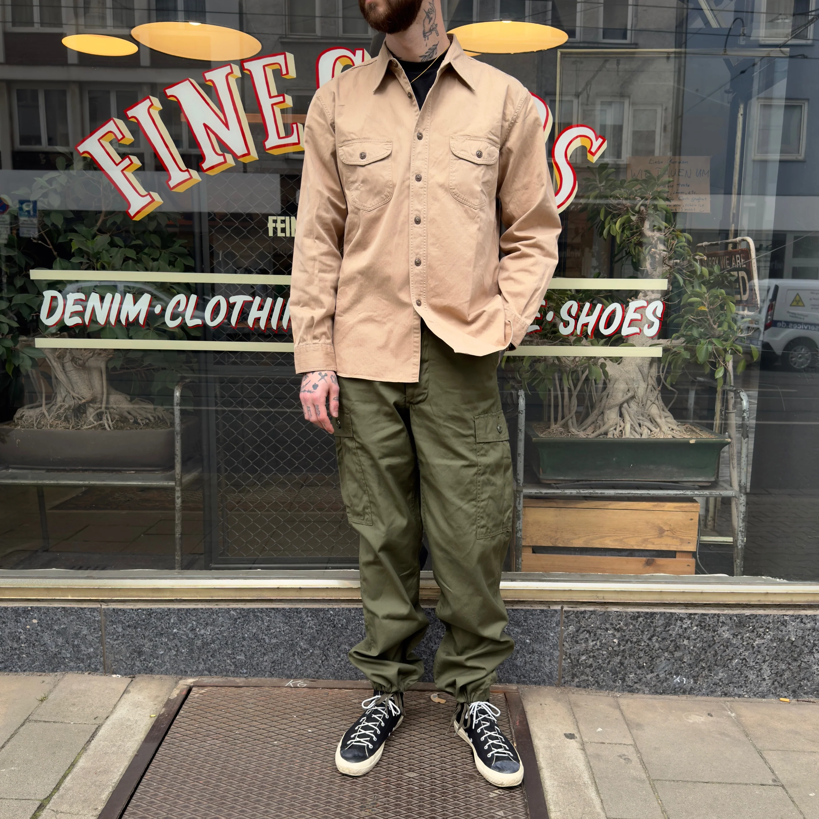 buzz rickson's | br29174 herringbone work shirt - beige - Image 3