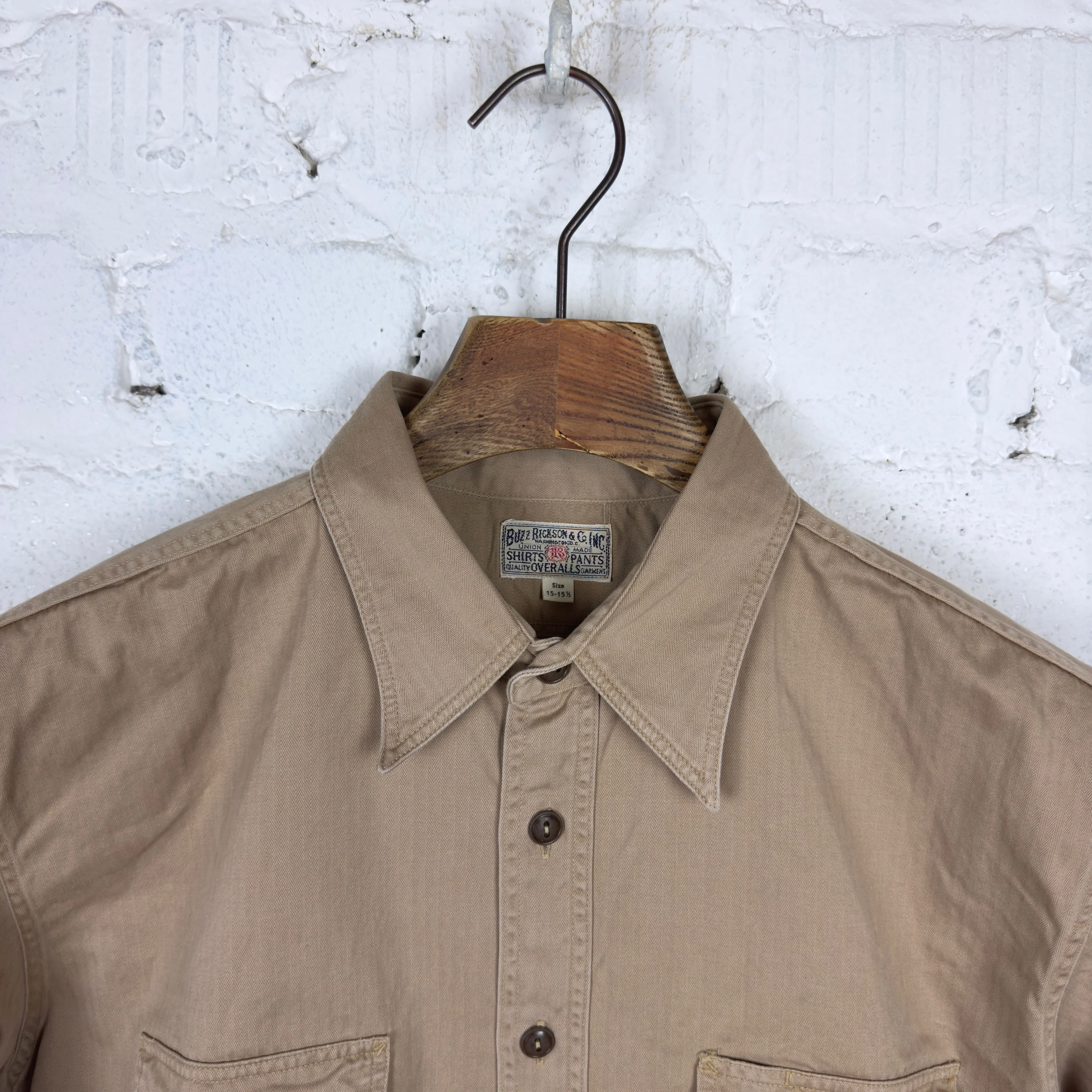 buzz rickson's | br29174 herringbone work shirt - beige - Image 4