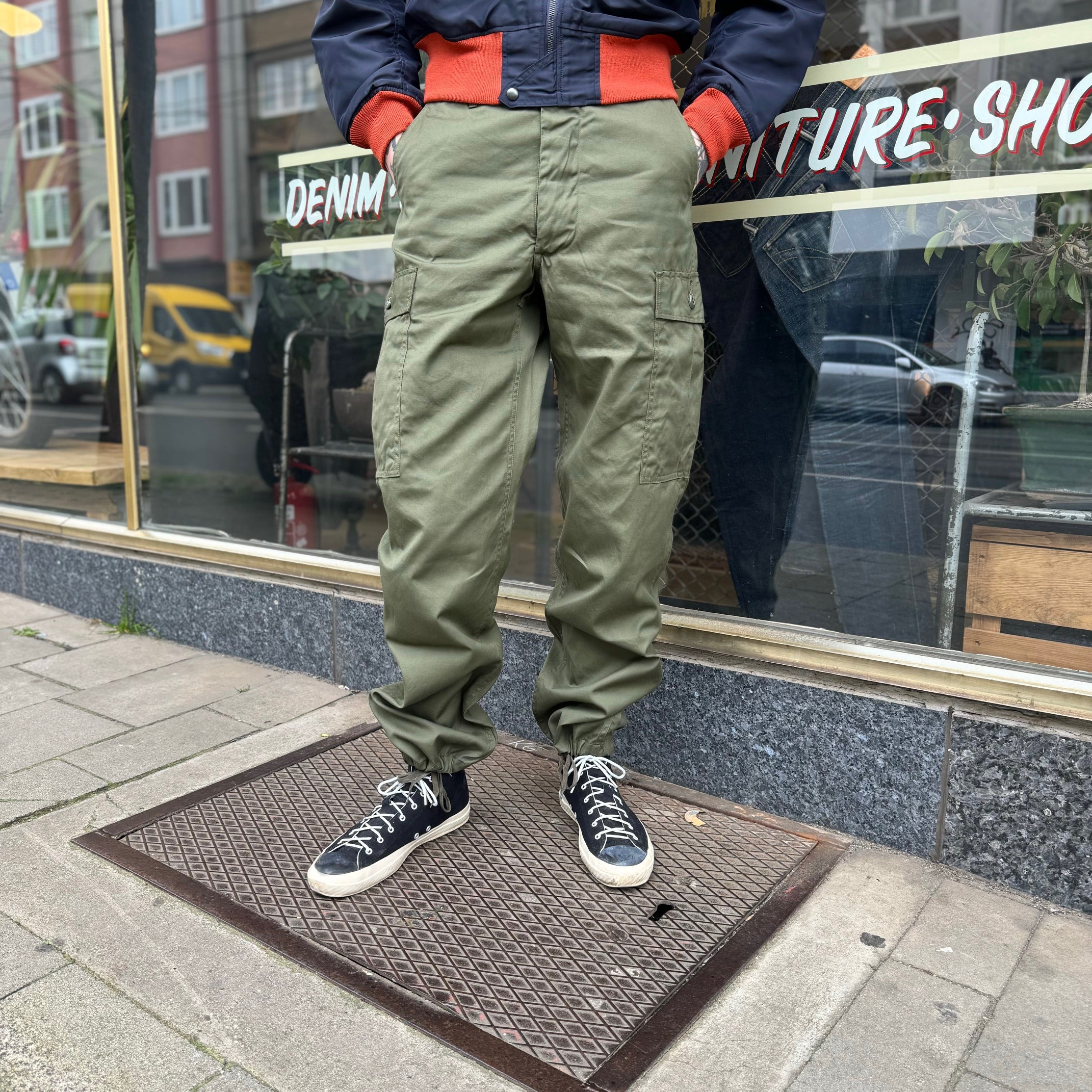 buzz rickson's | br40927 trousers,men's, cotton wind resistant poplin, olive green army shade 107 - Image 3