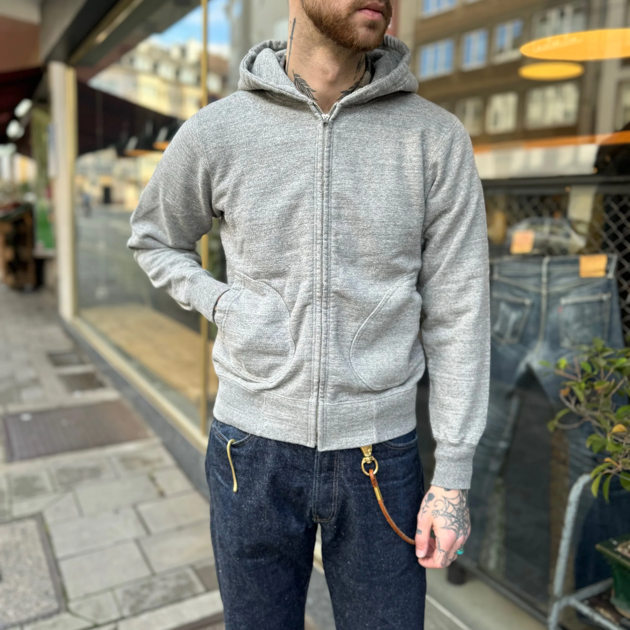 buzz rickson's | br65623 zip sweat parka - h.gray - Image 2