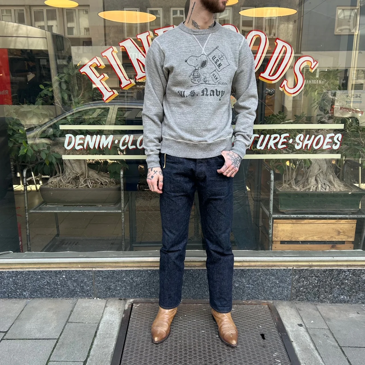 buzz rickson's | br69274 set-in crew sweat x peanuts "us navy" - grey - Image 2