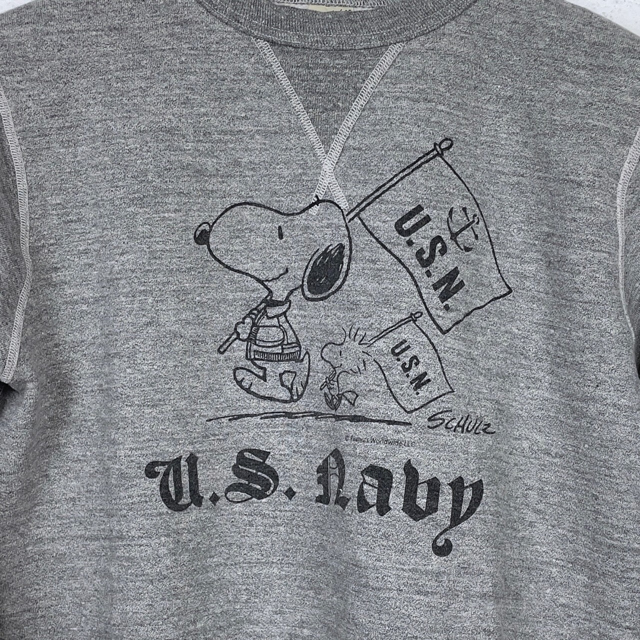 buzz rickson's | br69274 set-in crew sweat x peanuts "us navy" - grey - Image 4