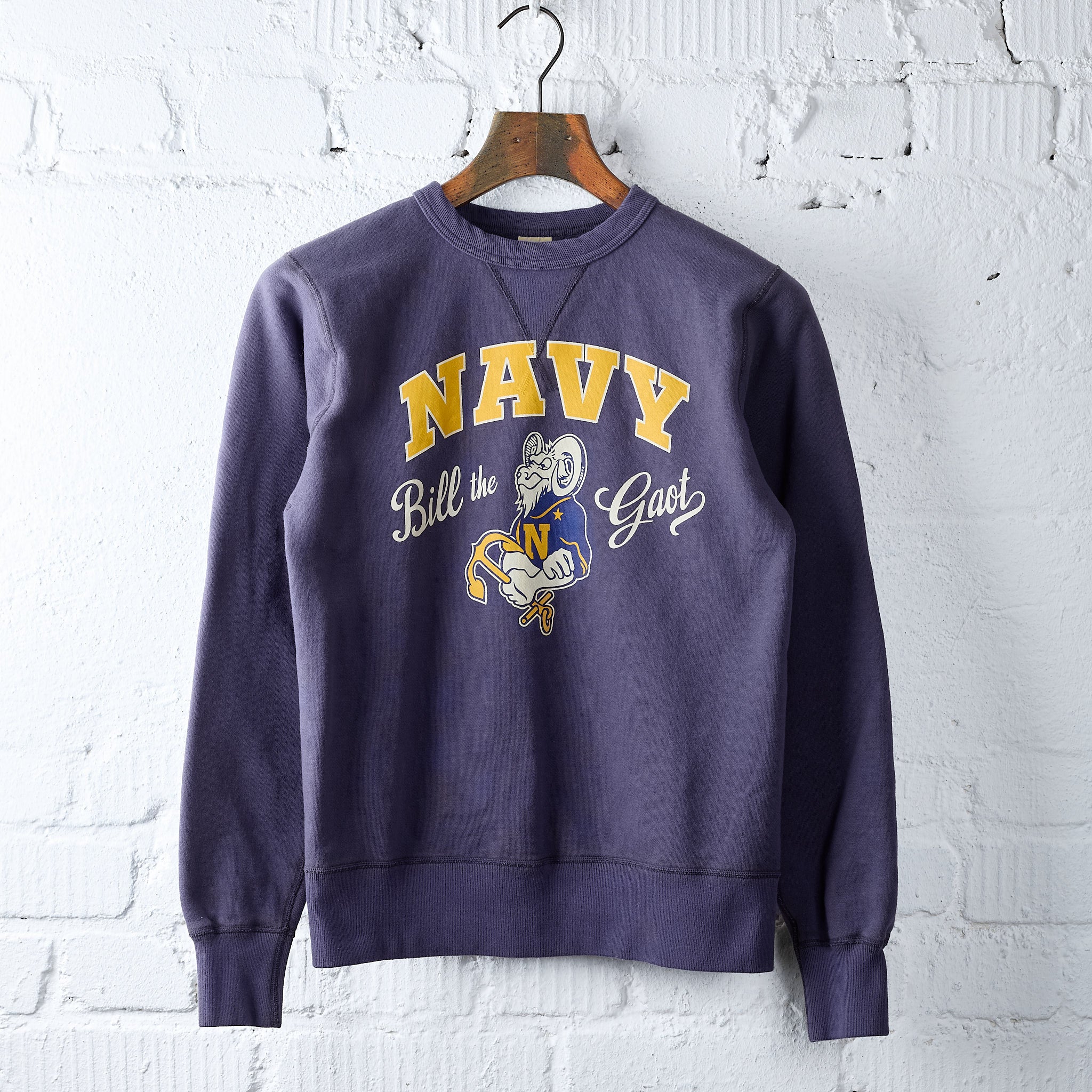 buzz rickson's | br69695 crew neck sweat shirt navy bill the goat - navy