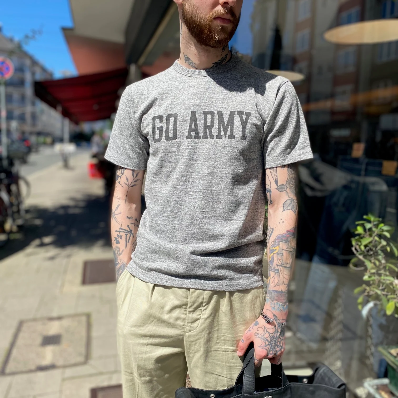 buzz rickson's | br79182 slub yarn print tee "go army beat navy” h.gray - Image 3
